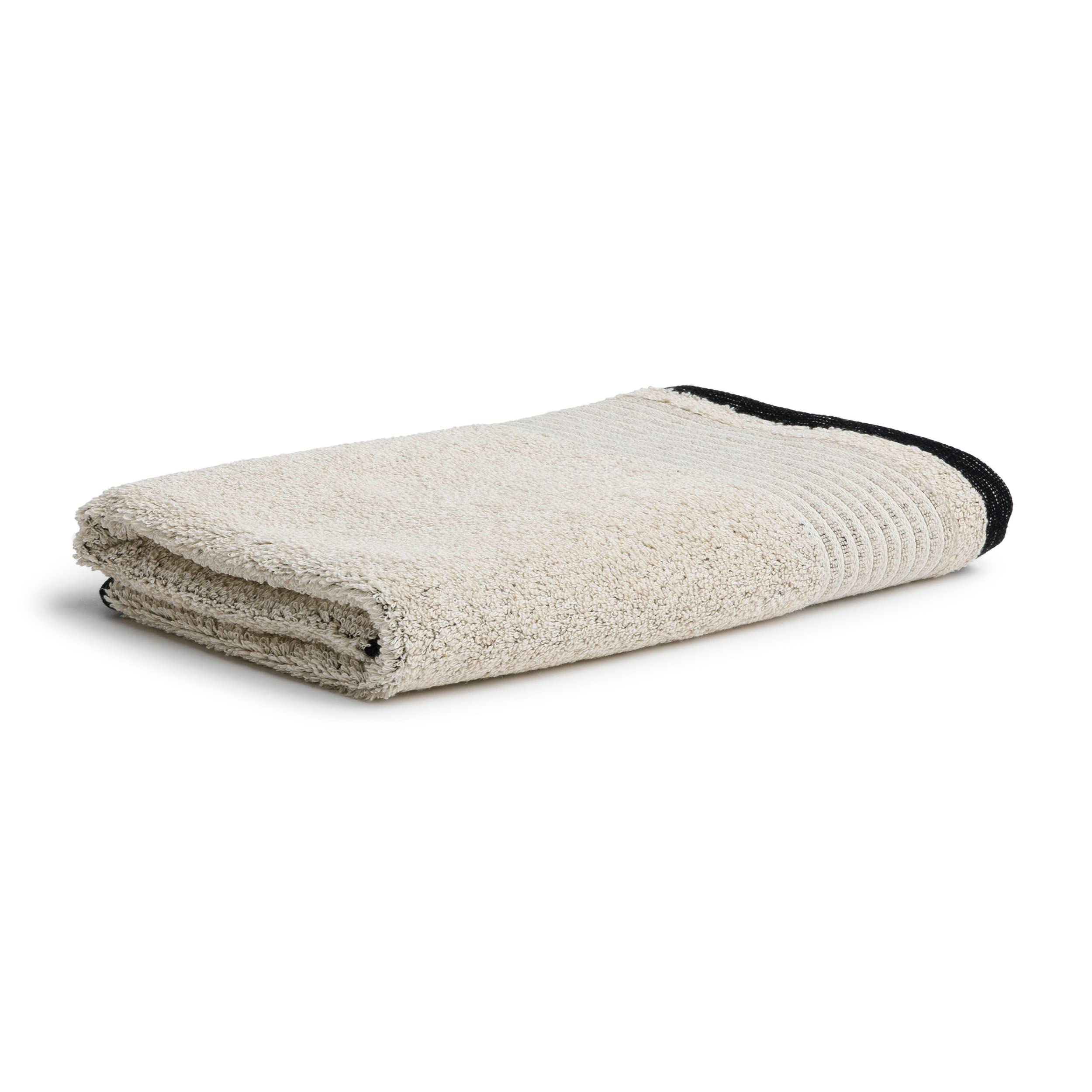 möve Eden Shower Towel – Cotton & Linen Blend, Nature/Black, 80x150cm