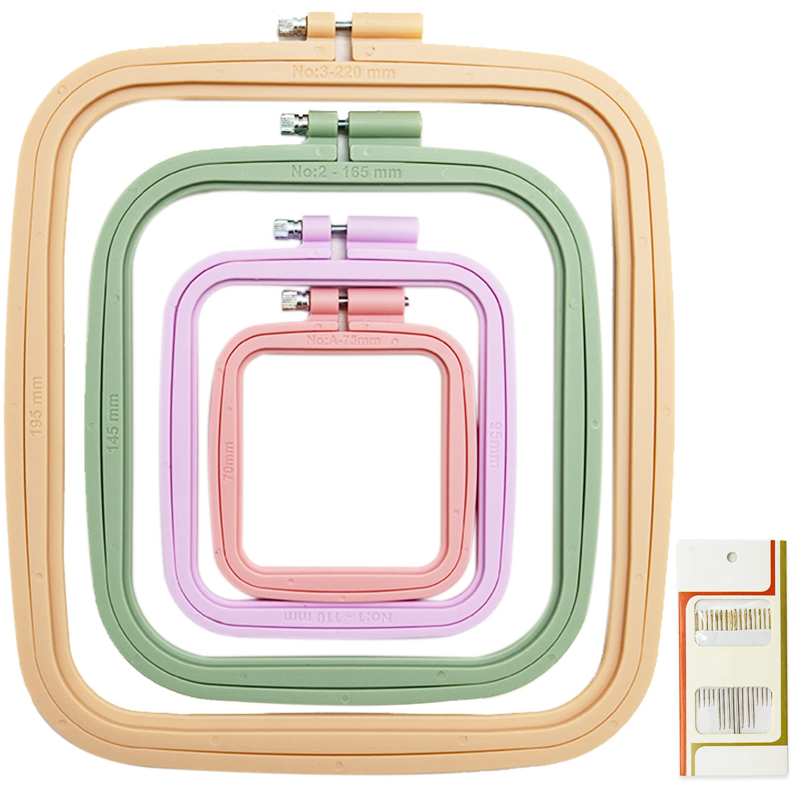 LAMXD 4-Piece Square Embroidery Hoop Set – Multicolor Plastic Frames