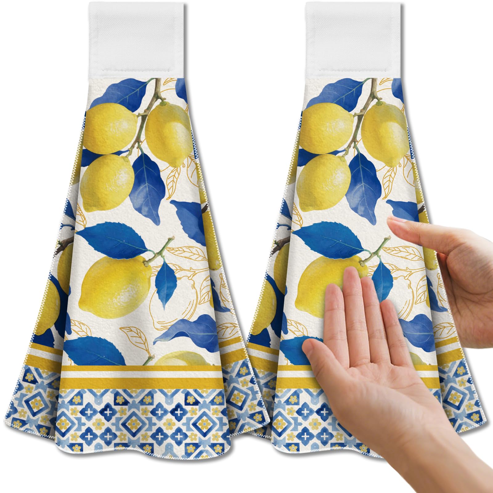 CUTHOLLOW Lemon Hanging Kitchen Towels | Microfiber Dish Towels, Set of 2