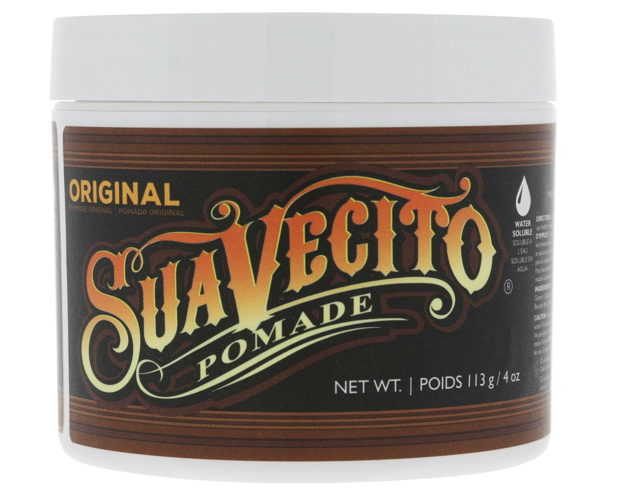 Suavecito Original Hold Pomade – Medium Shine Water Based Wax, 4oz