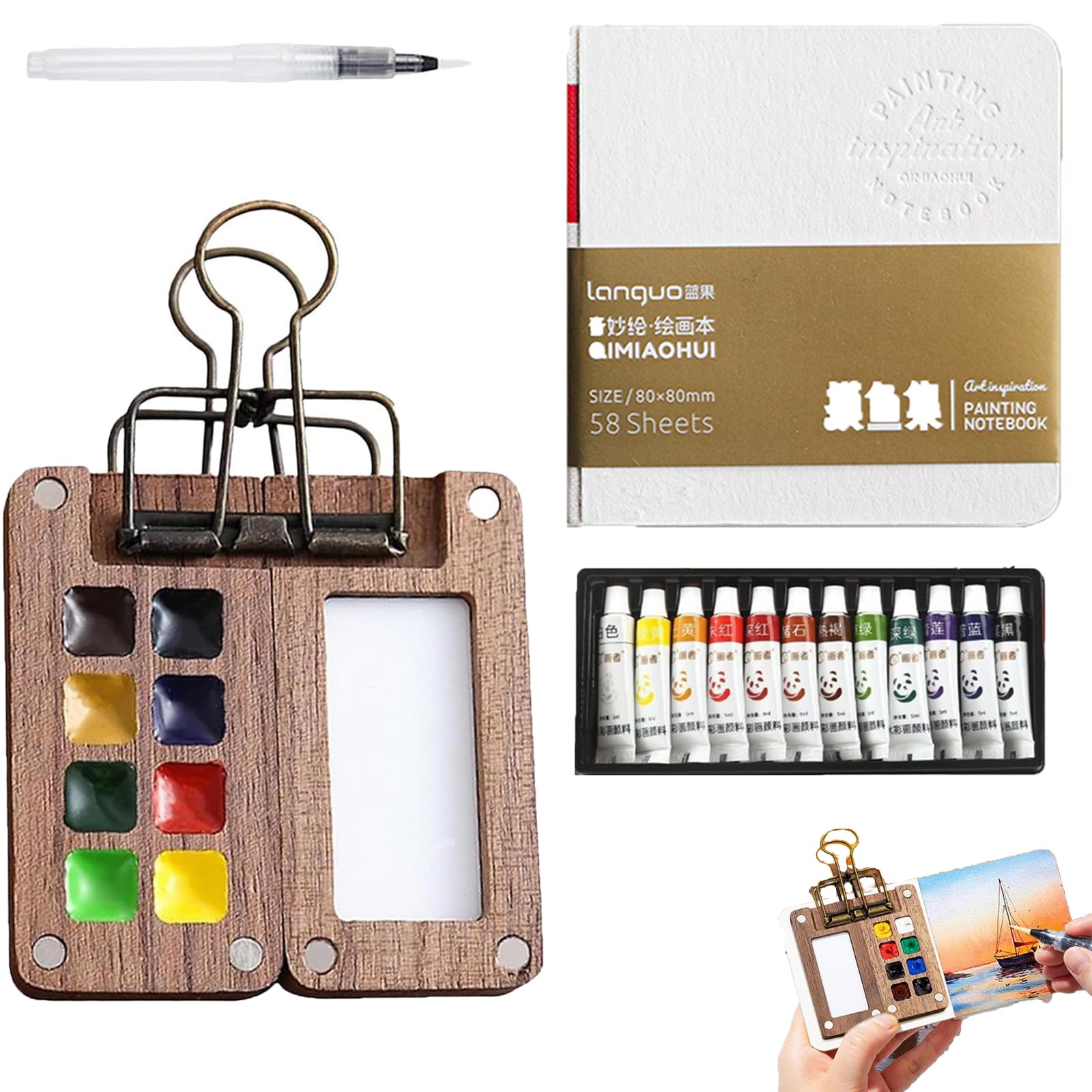 Pocket Artist Watercolour Travel Set – 8-Color Mini Palette