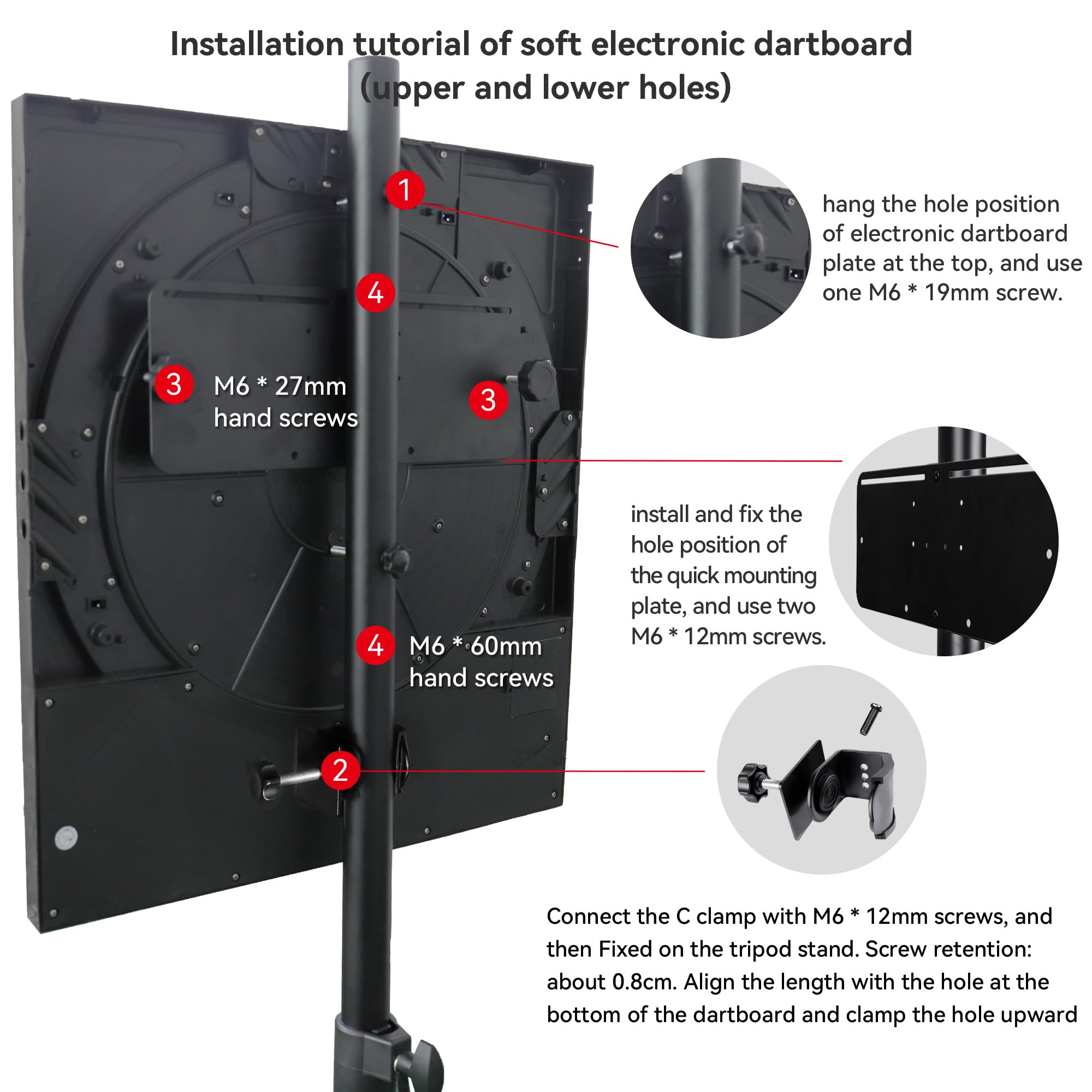 CyeeLife Dartboard Stand Tripod ZD04A for Steel and Soft Tip Darts