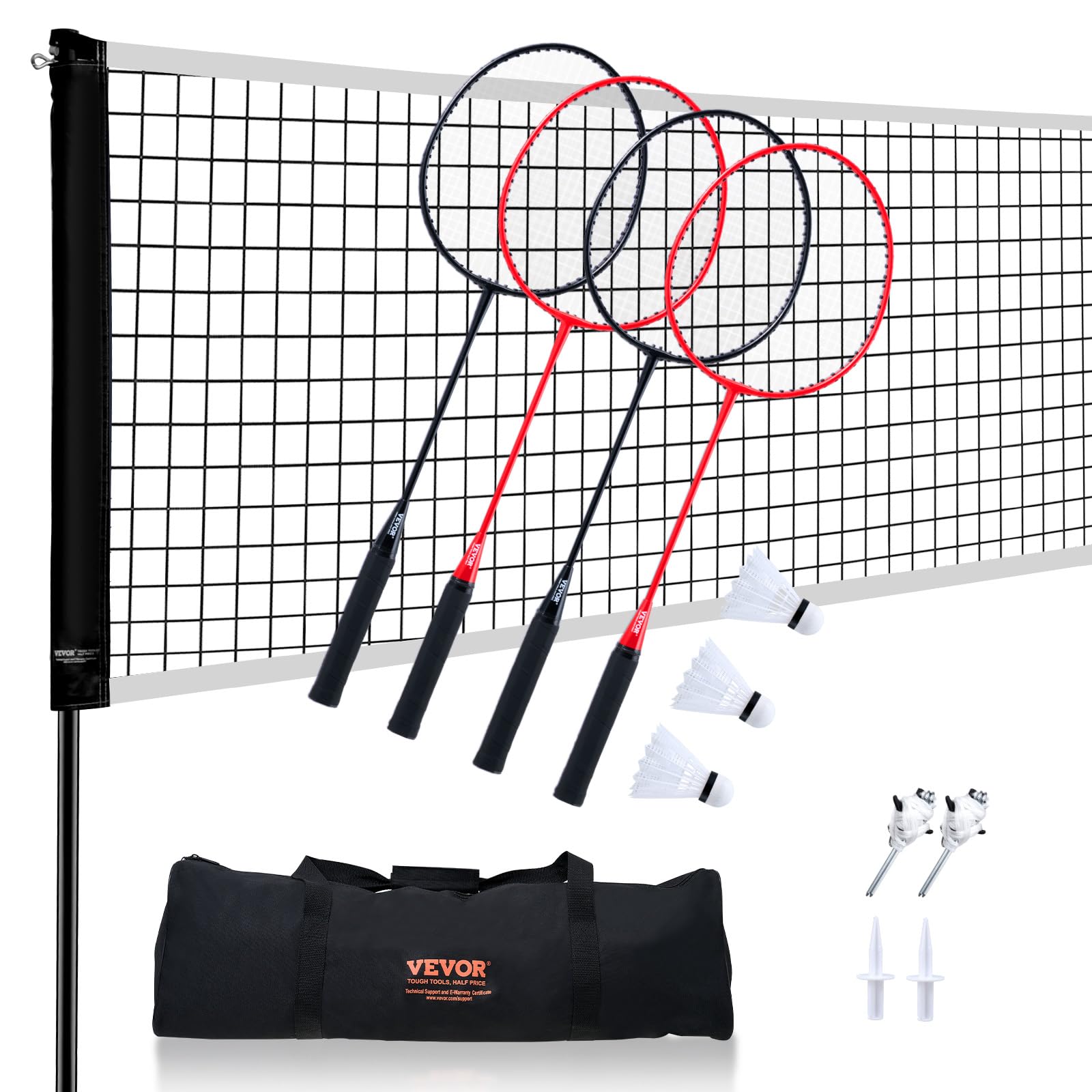 VEVOR Portable Badminton Net Set | 20ft Outdoor Set with 4 Rackets & Bag