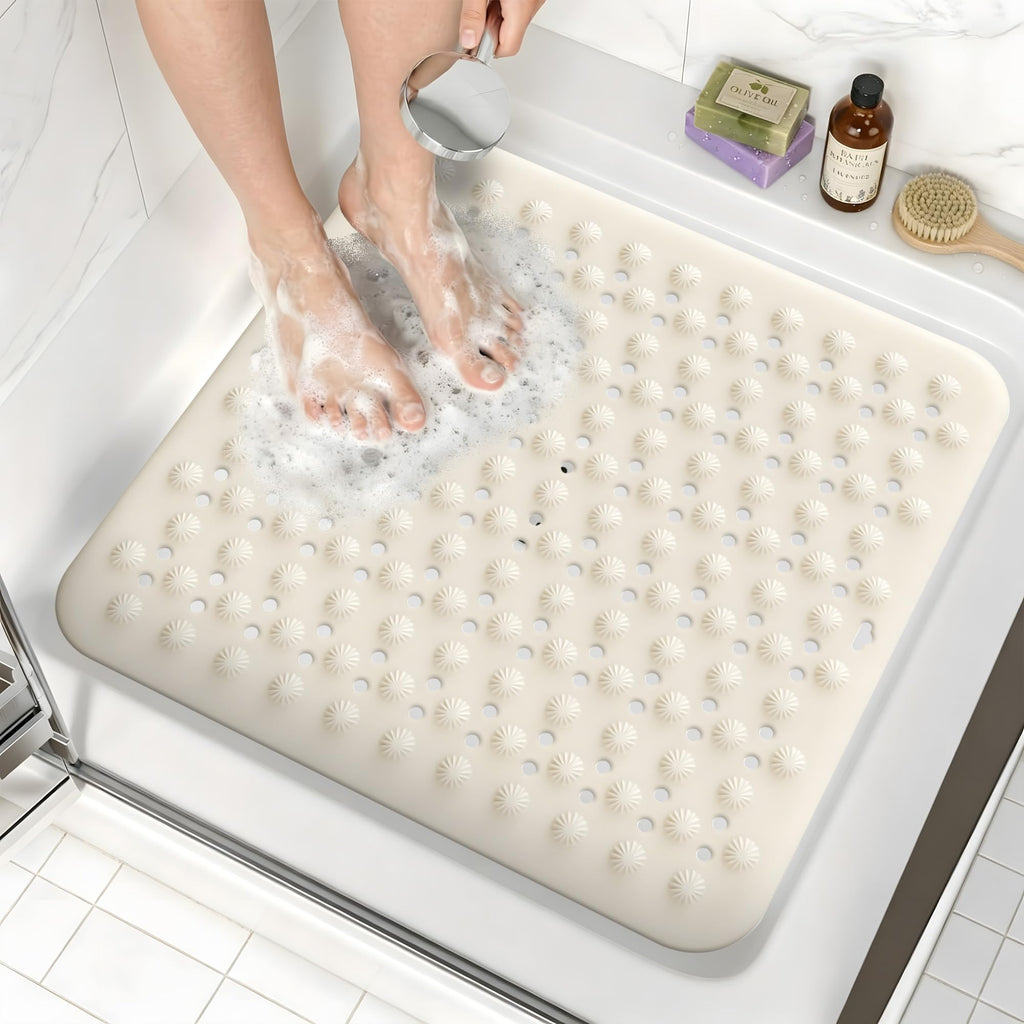 Volminex Non-Slip Bath Mat, Shower Mats, Bathtub Mat, Off-white, 60×60cm - image 1