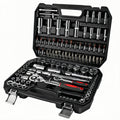 HUIYOPU 108-Piece Socket Set | 1/4" & 1/2" Drive CR-V Mechanic Tool Kit