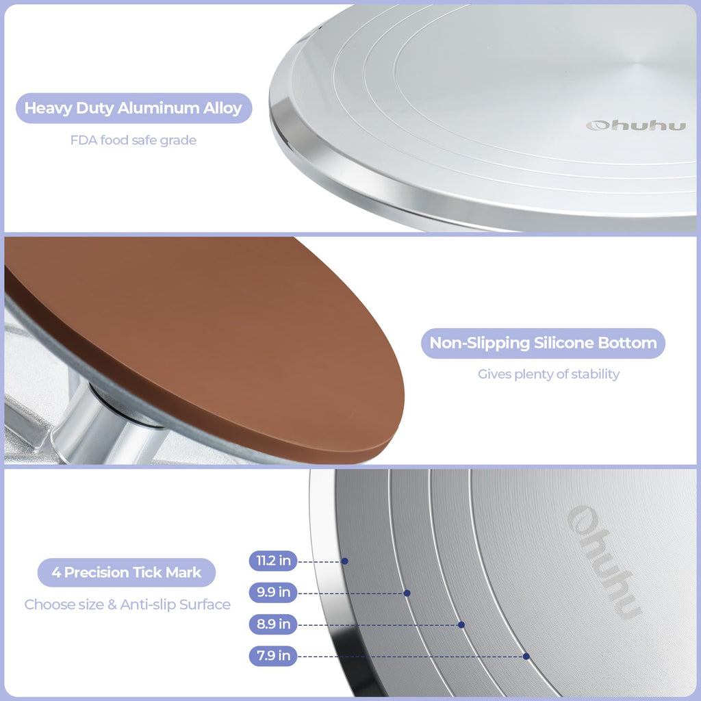 Ohuhu 12 Inch Cake Decorating Turntable – Aluminum Alloy Rotating Stand