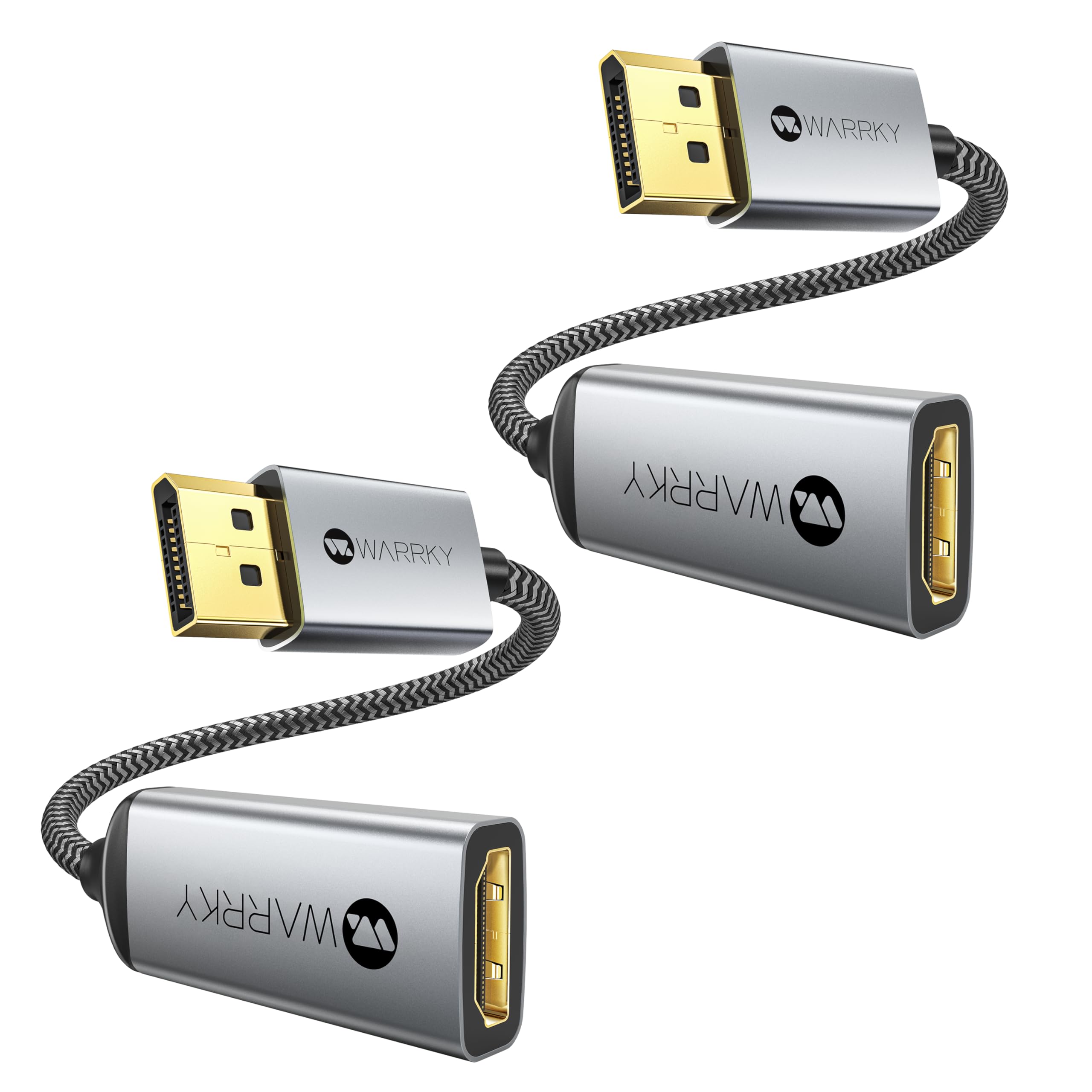 WARRKY 4K DisplayPort to HDMI Adapter – Metal Shell DP Converter, 2-Pack