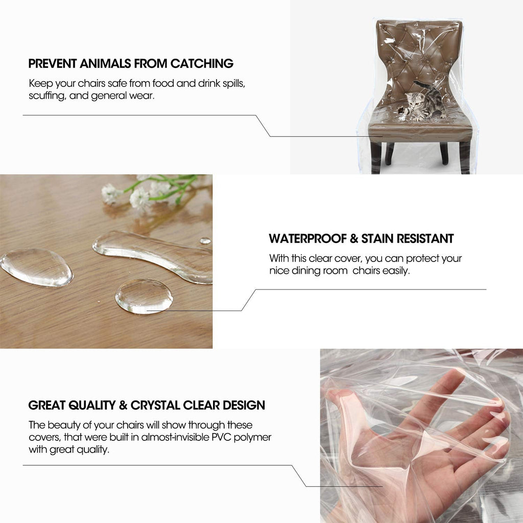 Mardili Clear PVC Dining Chair Protector - 4 Pack Waterproof Slipcovers