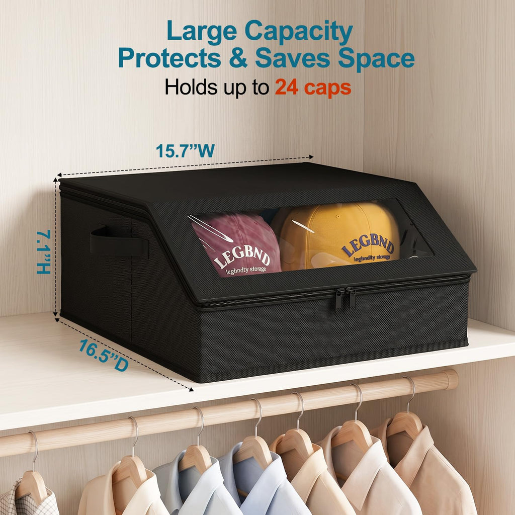SONAMBULO Hat Storage Box for Baseball Caps, Stackable, Holds 24 Black - image 2