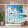Dolphin & Palm Tree Shower Curtain | Waterproof Polyester