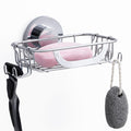 TAILI Suction Cup Soap Dish with Hooks – Silver Drill-Free Shower Holder