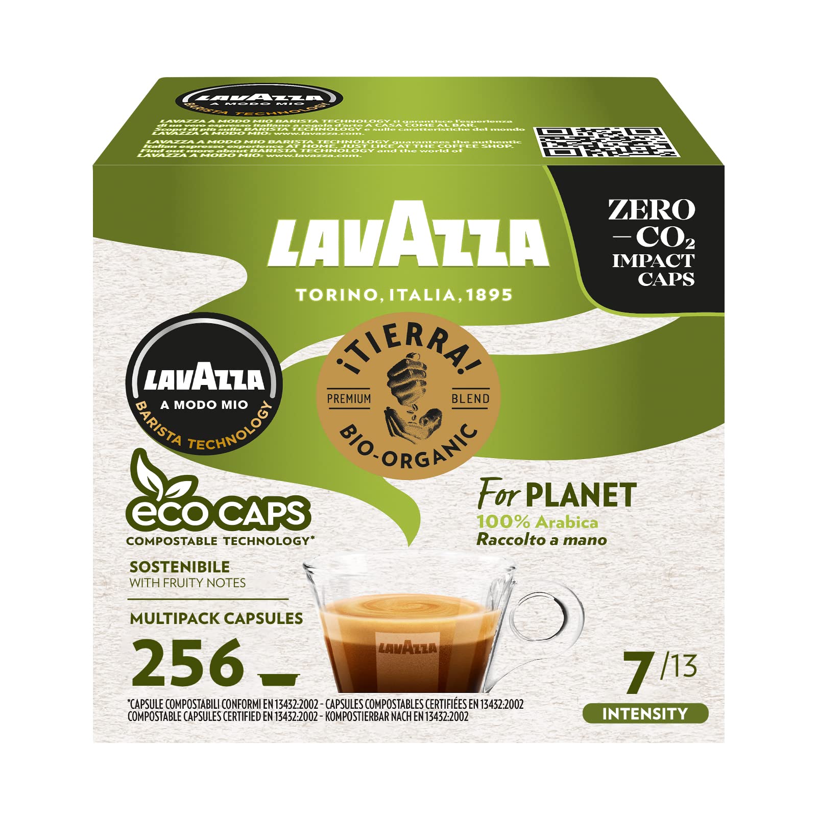 Lavazza A Modo Mio Tierra for Planet - 256 Organic Coffee Capsules