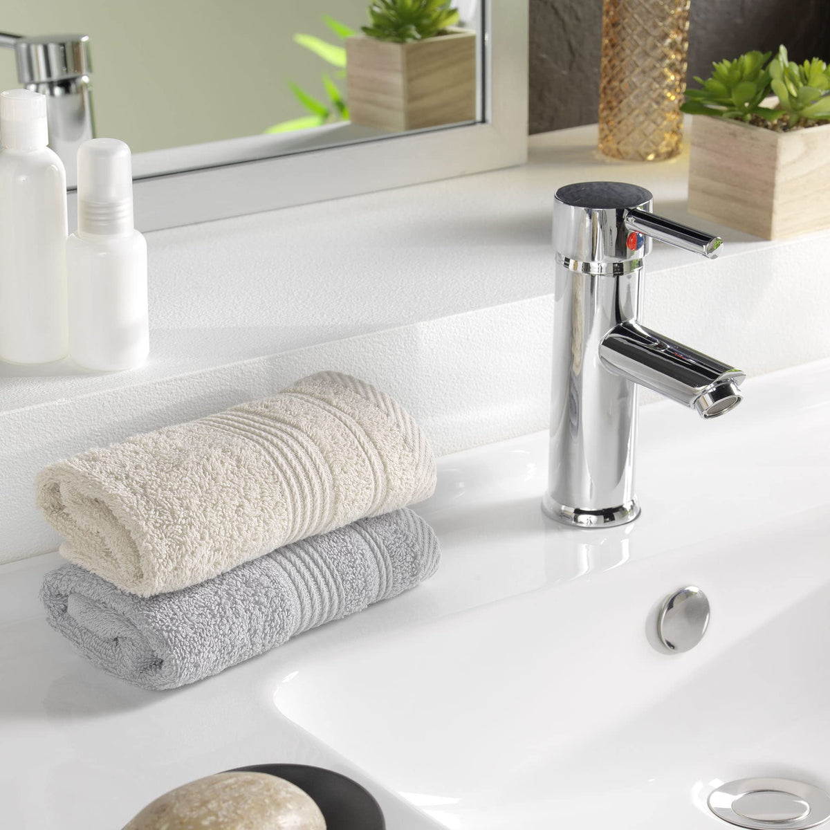 Douceur d'Intérieur, Tendresse Linen Guest Towel 30 x 50 cm Plain Terry Cloth