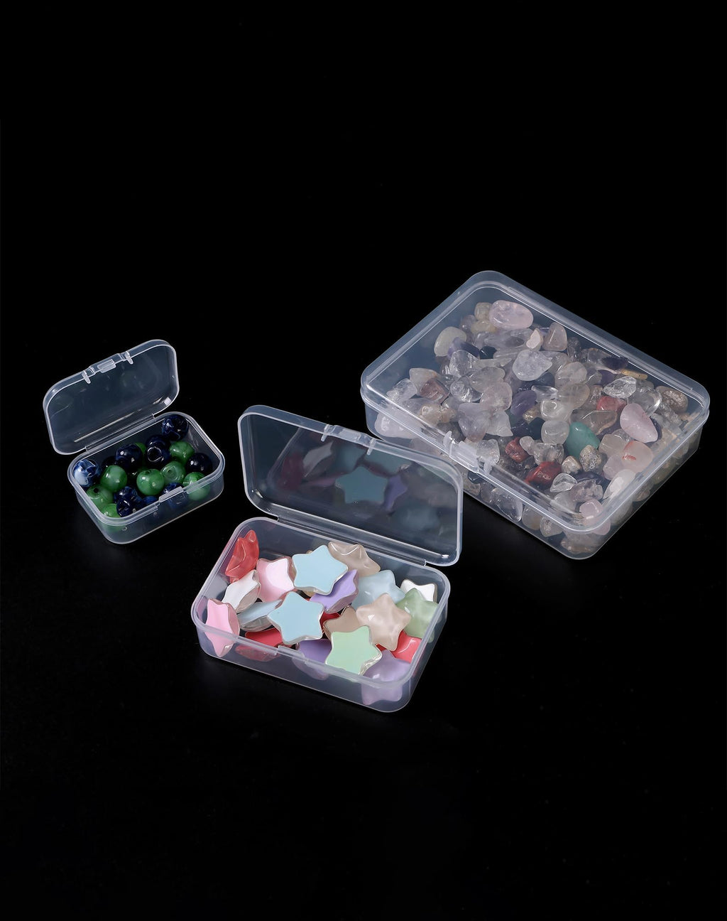 LJY Bead organiser Boxes, 28 Pack, 3 Mixed Sizes, Clear