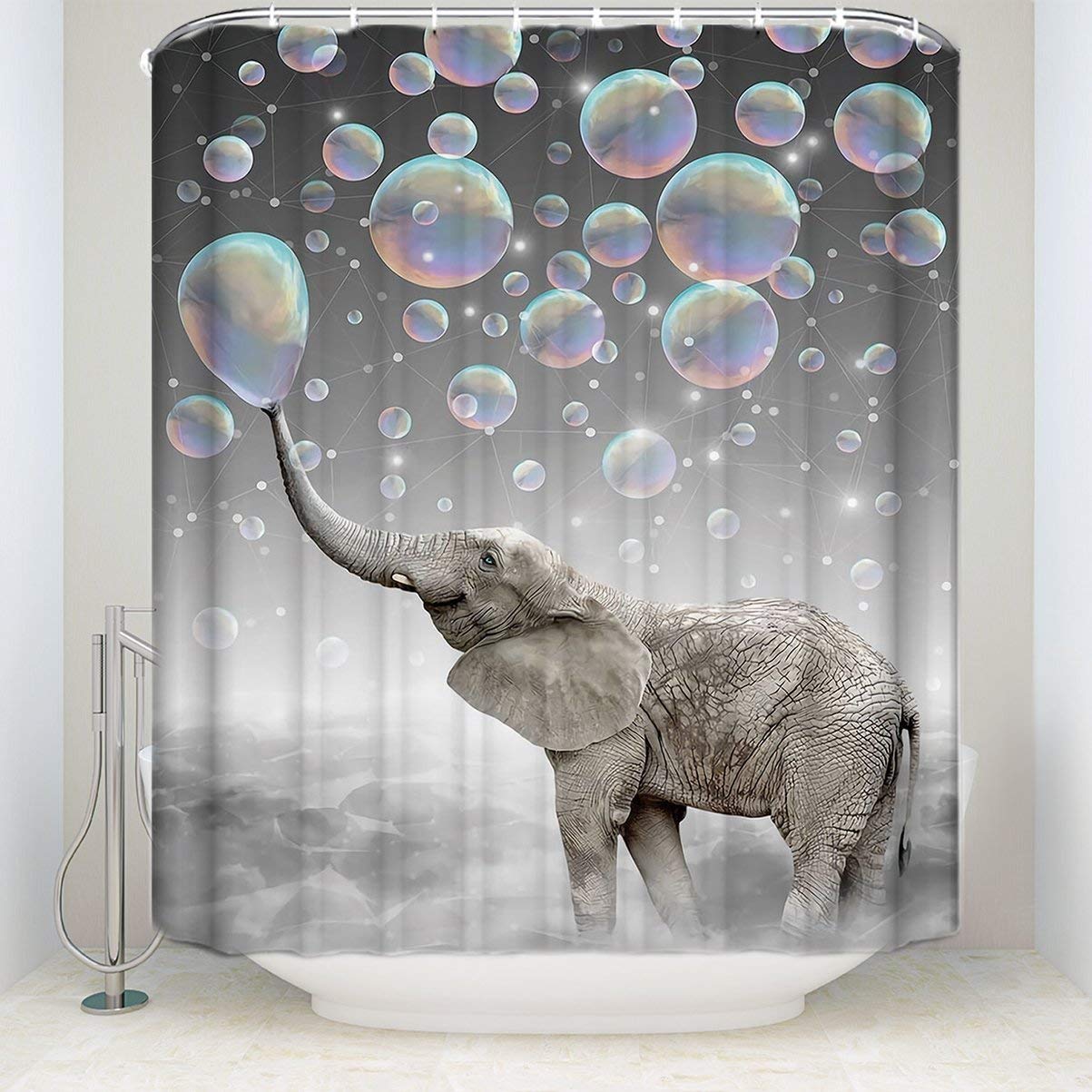 Jolof Store Elephant Shower Curtain – Waterproof Polyester Fabric Decor