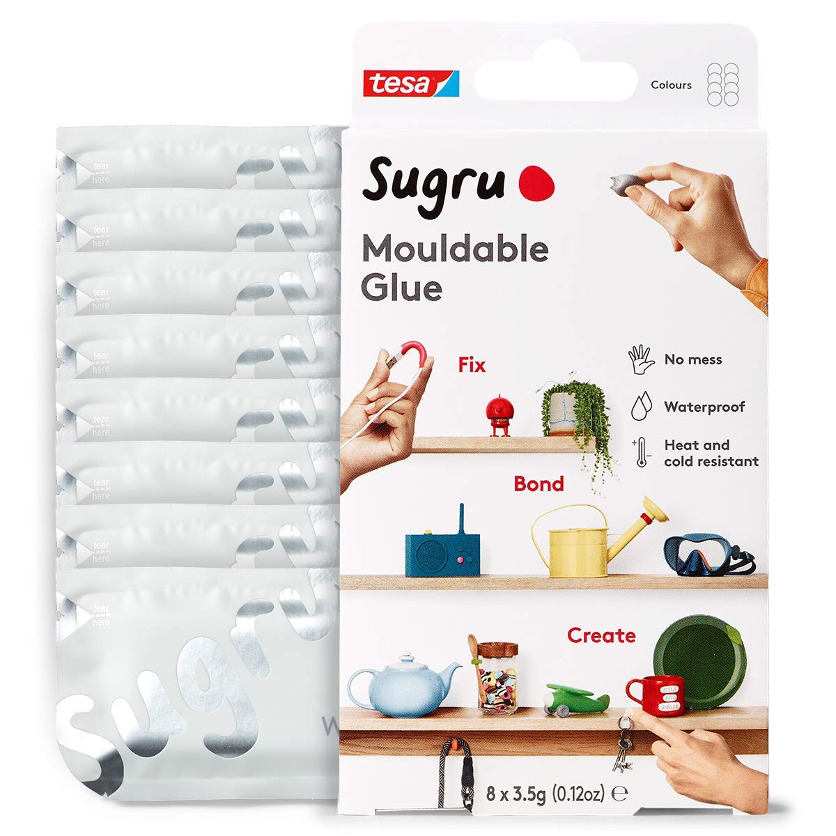 Sugru by tesa Mouldable Multi-Purpose Glue, White, 8-Pack – Jolof Store