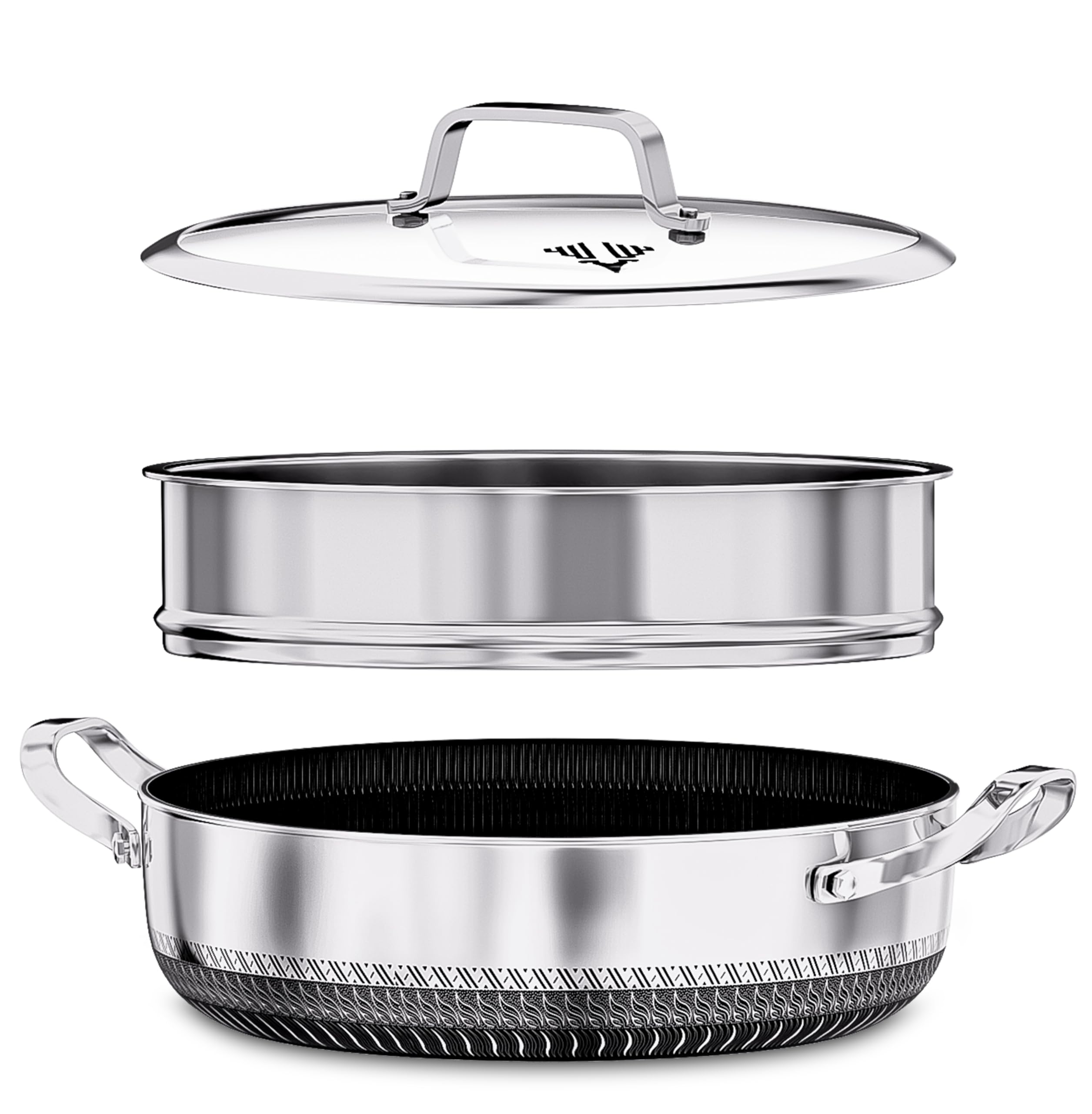 Jolof Store 30cm Stainless Steel Hybrid Casserole Dish with Steamer