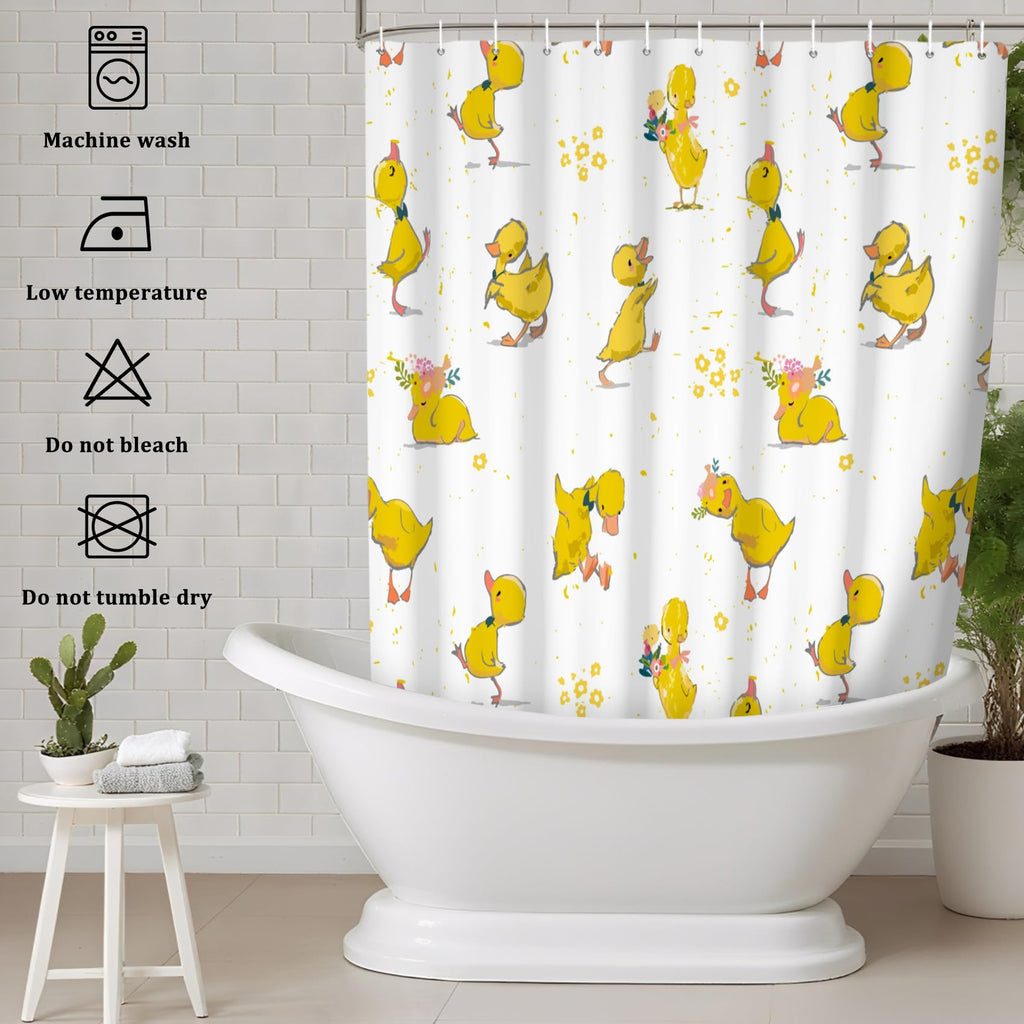 Yellow Duck Shower Curtain with Hook for Bathroom Decorative 71x71inch - image 3