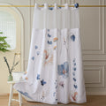 Yofori Hookless Shower Curtain | Blue Floral with Snap-in Fabric Liner