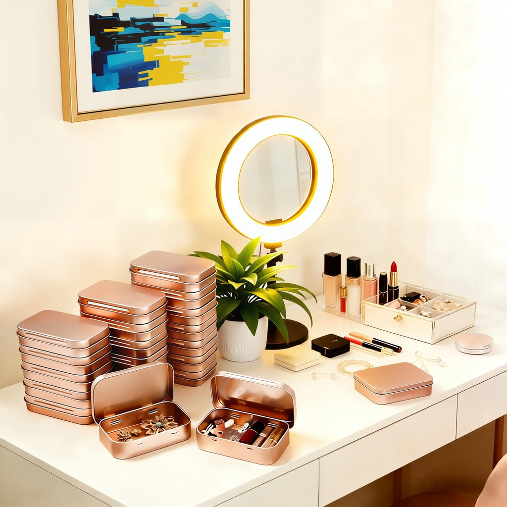 Rectangular Metal Hinged Tins, Rose Gold, 20 Pieces, 95x62x20mm - image 5