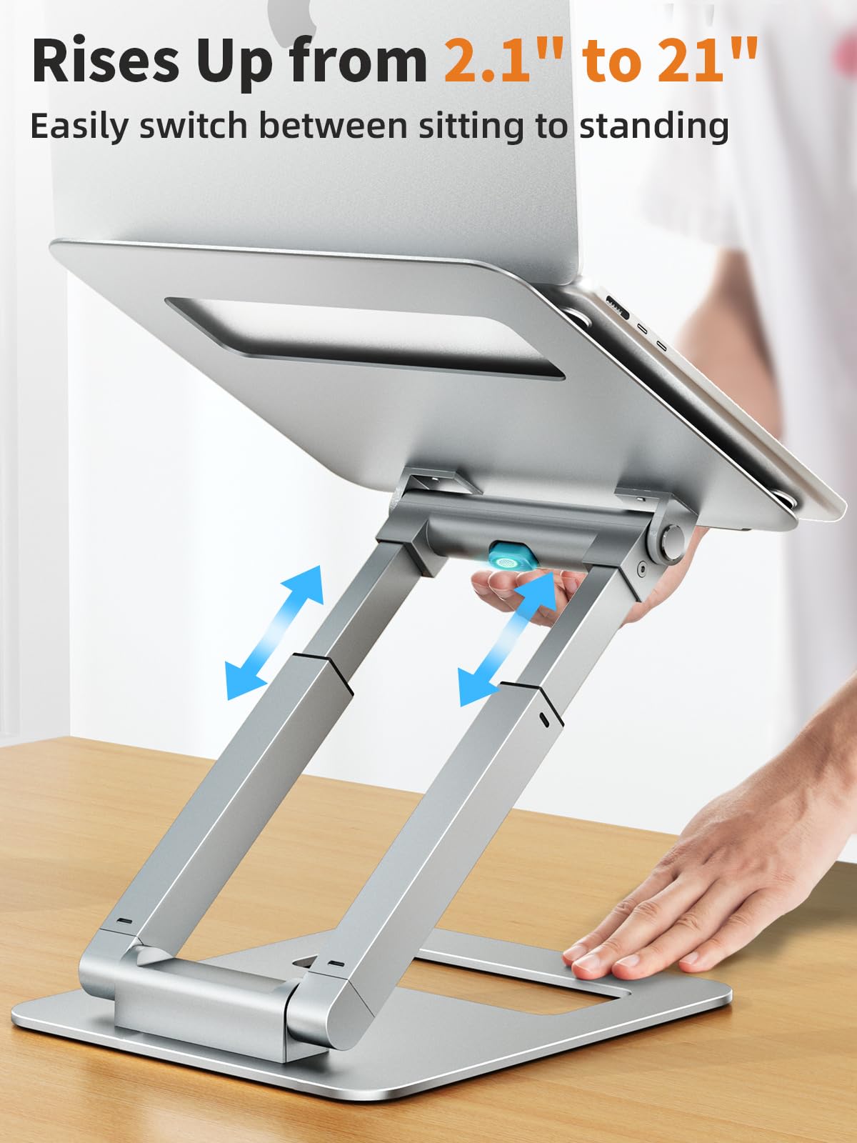 Ergonomic Laptop Stand – Adjustable Aluminum Sit Stand Riser