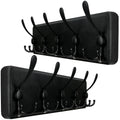 WEBI Coat Rack Wall Mounted,Wood Coat Hooks Wall Mounted Rustic,16" Hole to Hole,Large Coat Hanger Wall,Hook Rack,5 Triple Hooks for Hanging