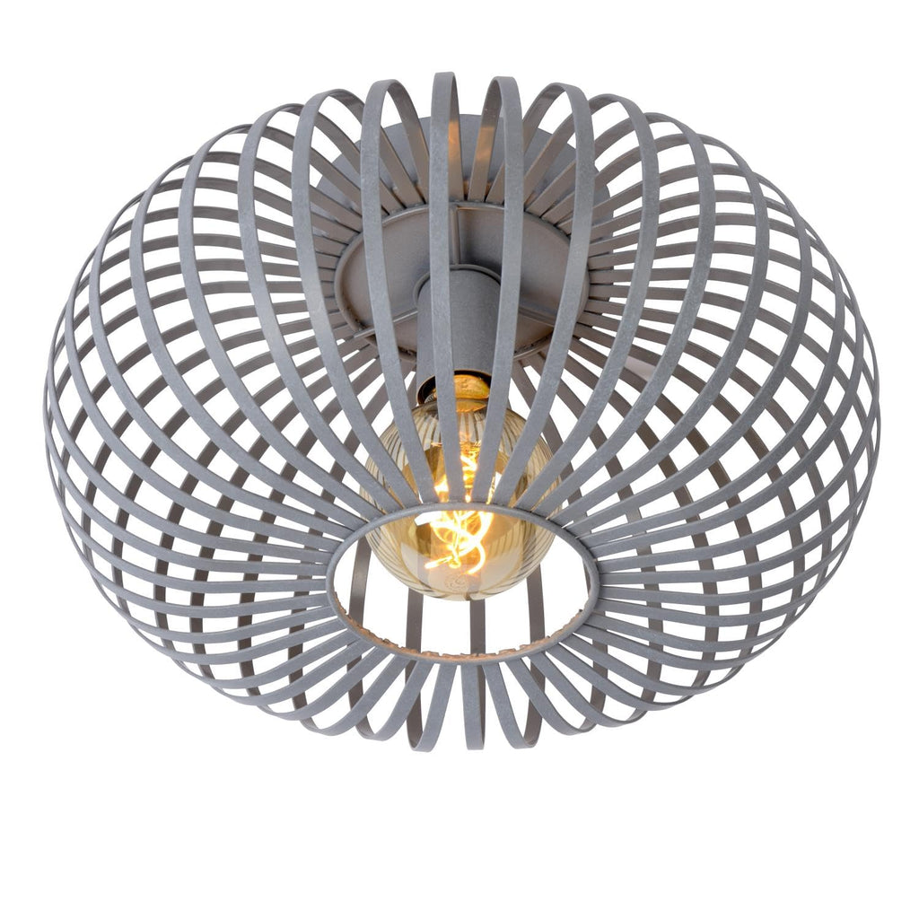 Lucide Manuela Flush Ceiling Light – 39.5cm Grey Metal Fixture