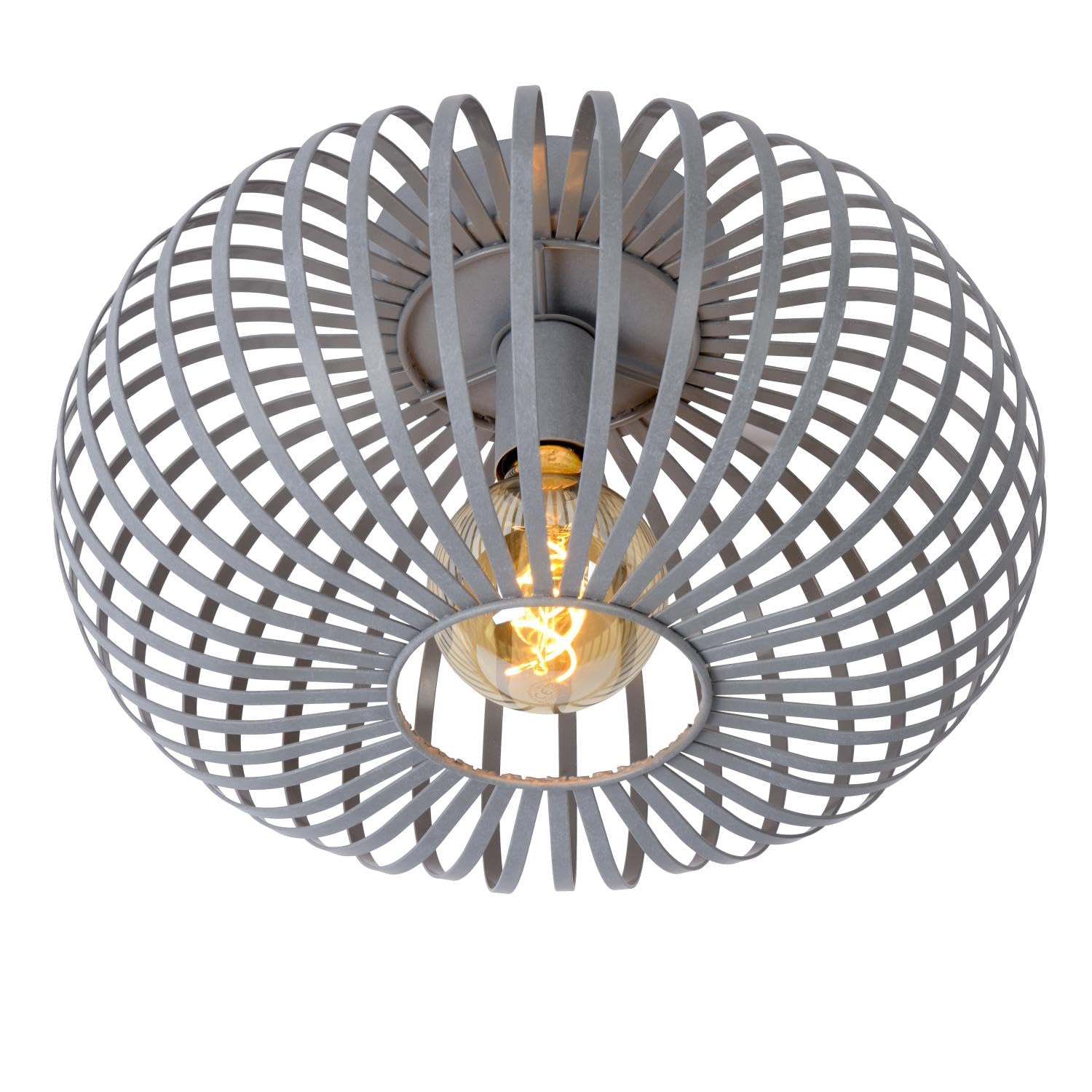 Lucide Manuela Flush Ceiling Light – 39.5cm Grey Metal Fixture