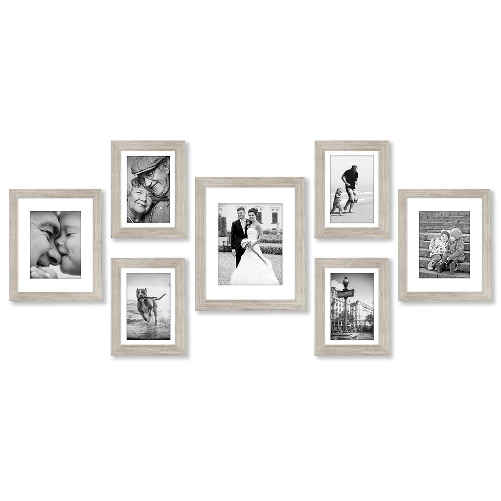 Americanflat 7 Piece Gallery Wall Frame Set | Driftwood Woodgrain Collage