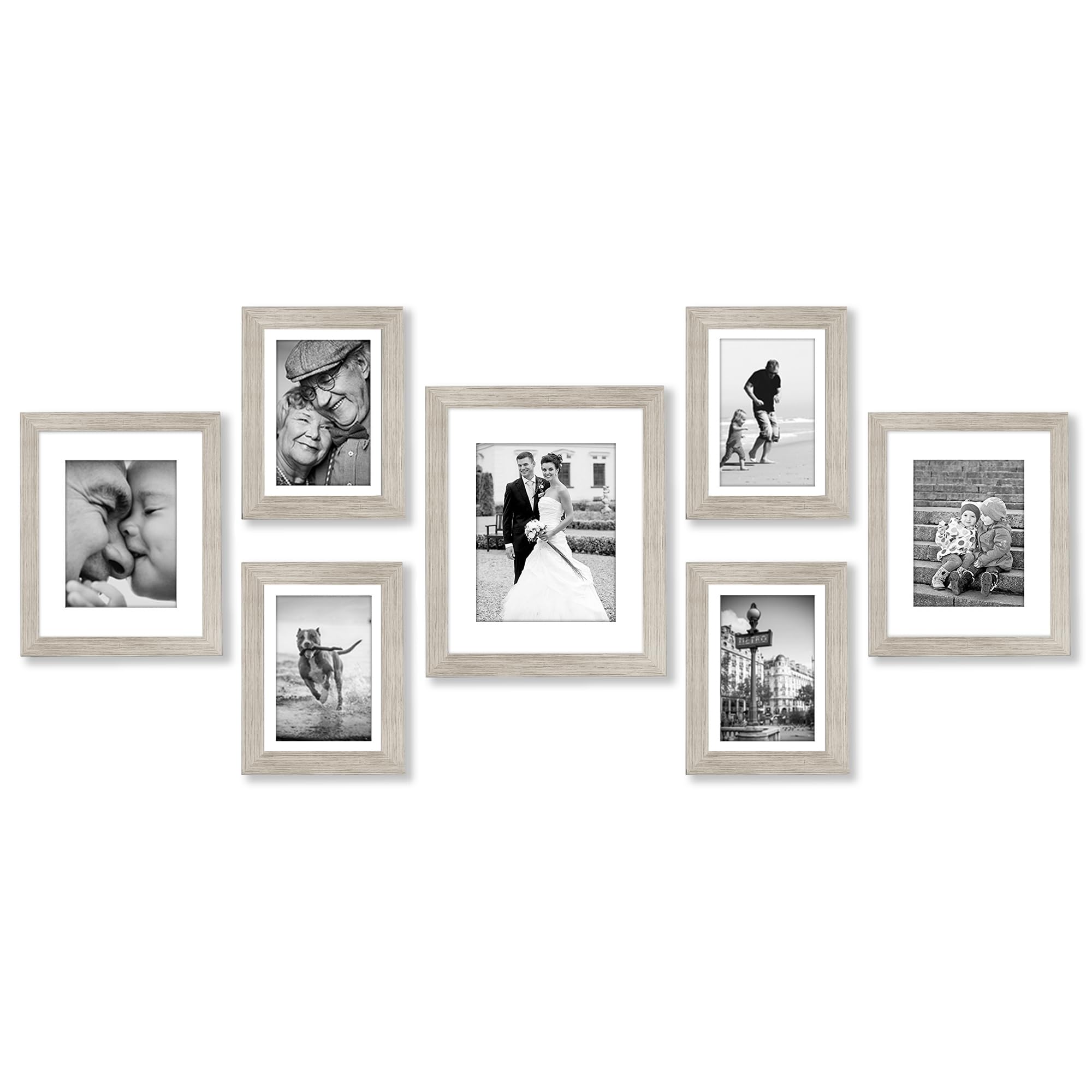Americanflat 7 Piece Gallery Wall Frame Set | Driftwood Woodgrain Collage