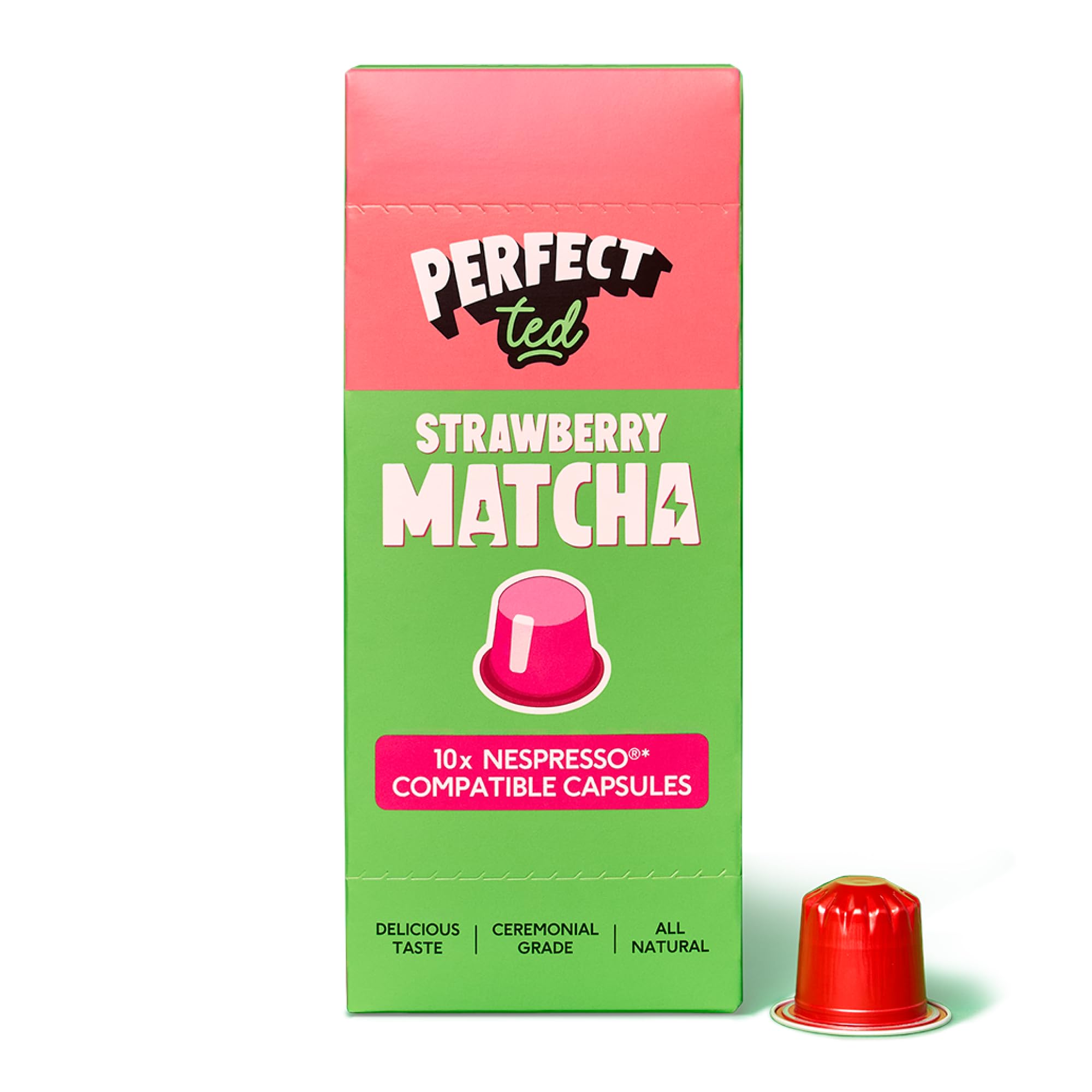 PerfectTed Strawberry Matcha Pods - 60 Nespresso Compatible Capsules
