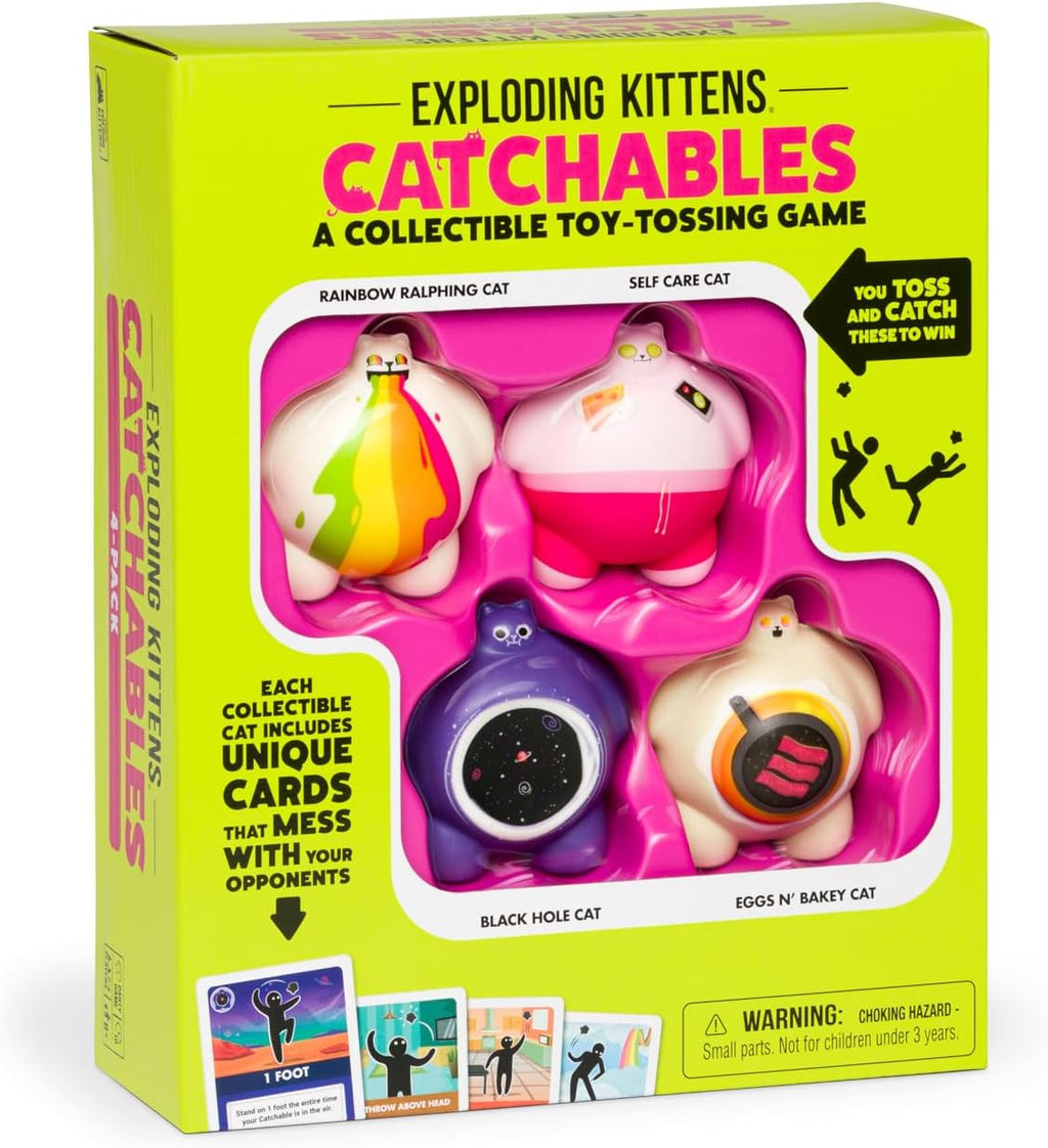 Exploding Kittens Catchables 4-Pack | Squishy Toy Tossing Card Game