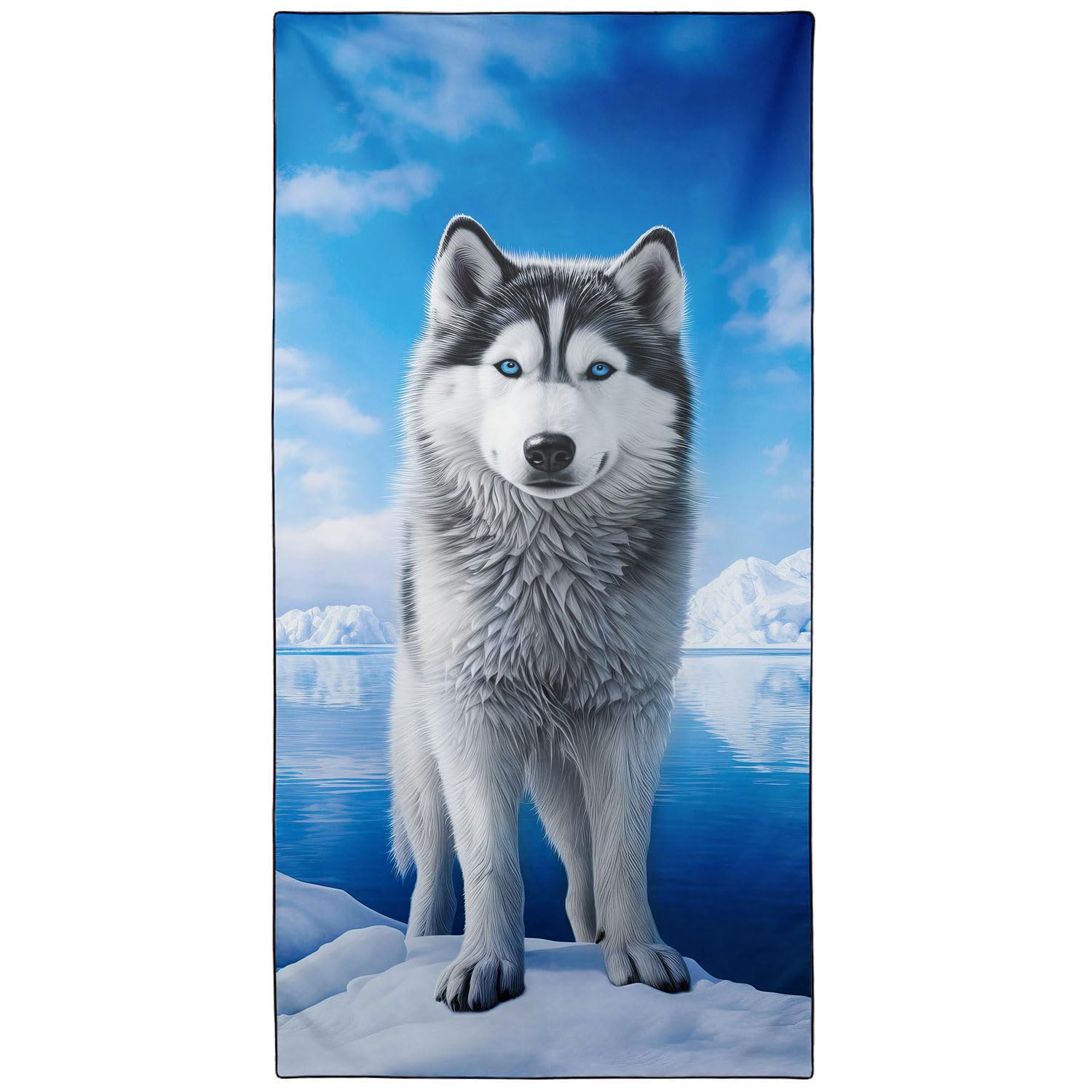 YISUMEI Husky Sled Dog Microfibre Beach Towel | Extra Large Quick Dry