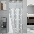 Jolof Store No Hook Stall Shower Curtain with Snap-in Liner - Grey Mesh Top