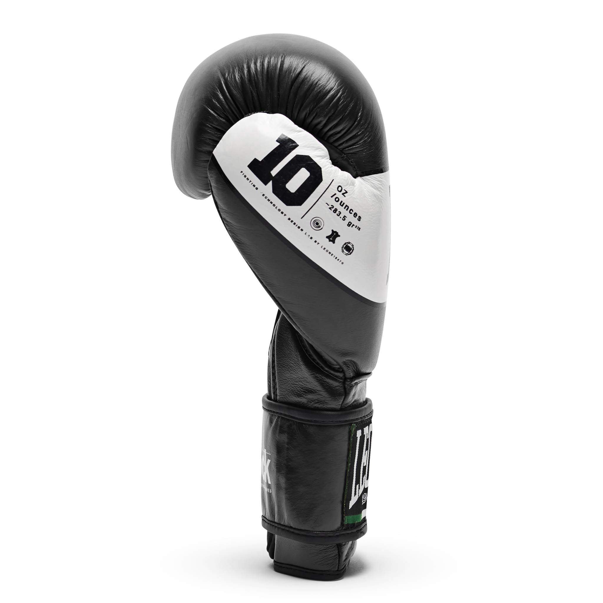 Leone 1947 Shock Boxing Gloves | Black Leather Sparring Gear | 12 OZ