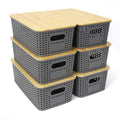 UHAPEER 6 Pack Stackable Plastic Storage Baskets with Bamboo Lid - image 1