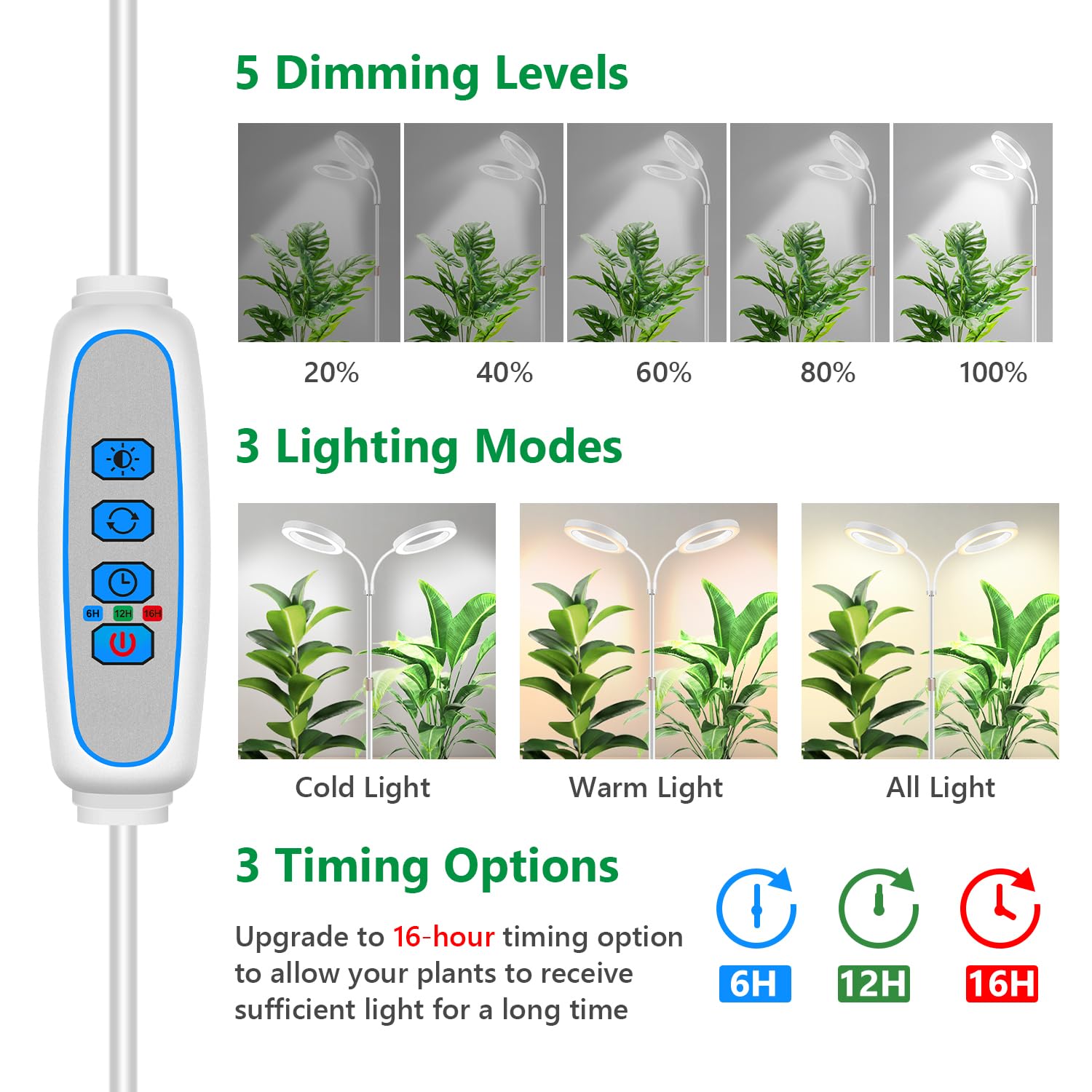 Aumtrly Full Spectrum LED Grow Light - 68" Floor Standing Plant Lamp