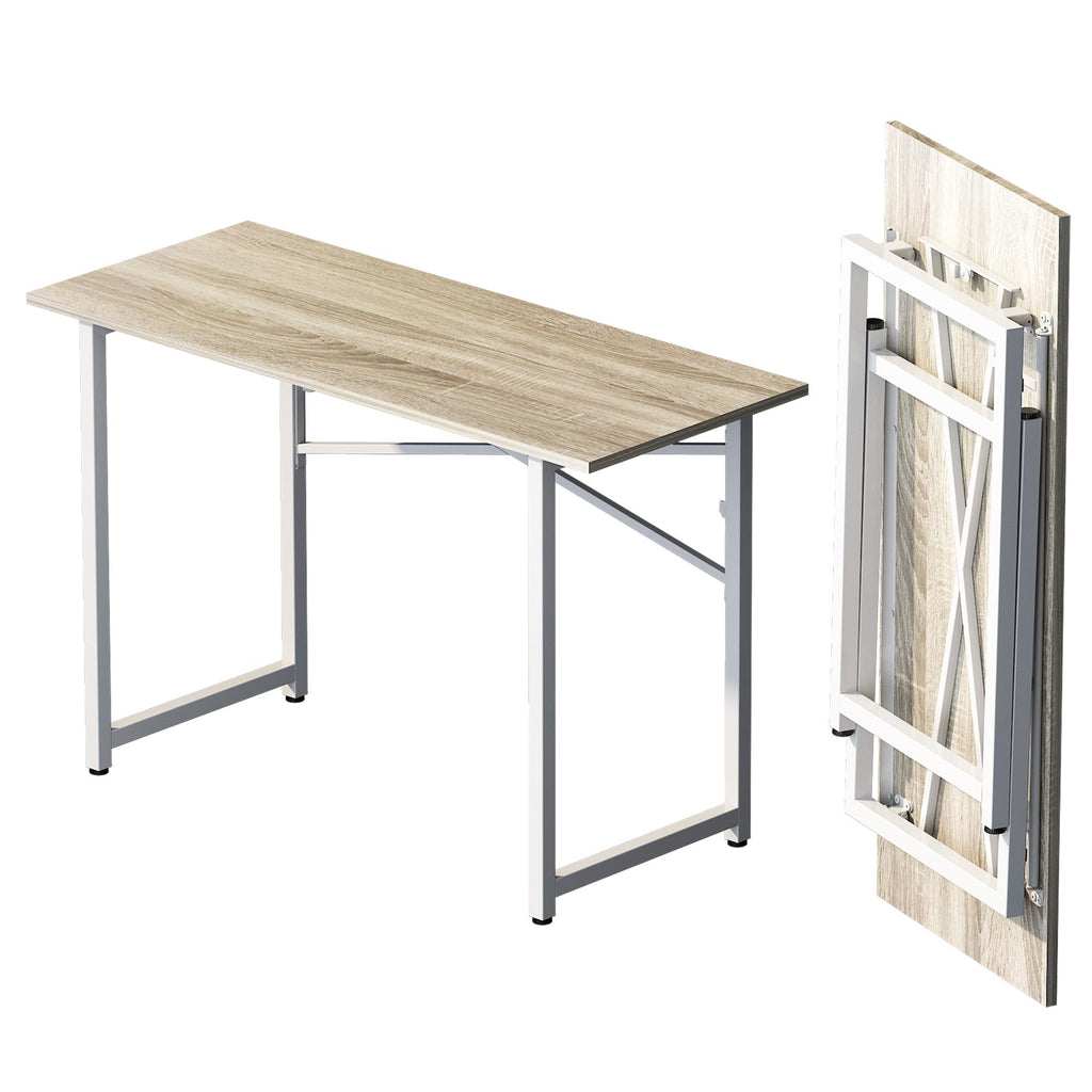 Lutown-Teen Folding Desk 120 cm No Assembly Required, Beige - image 1