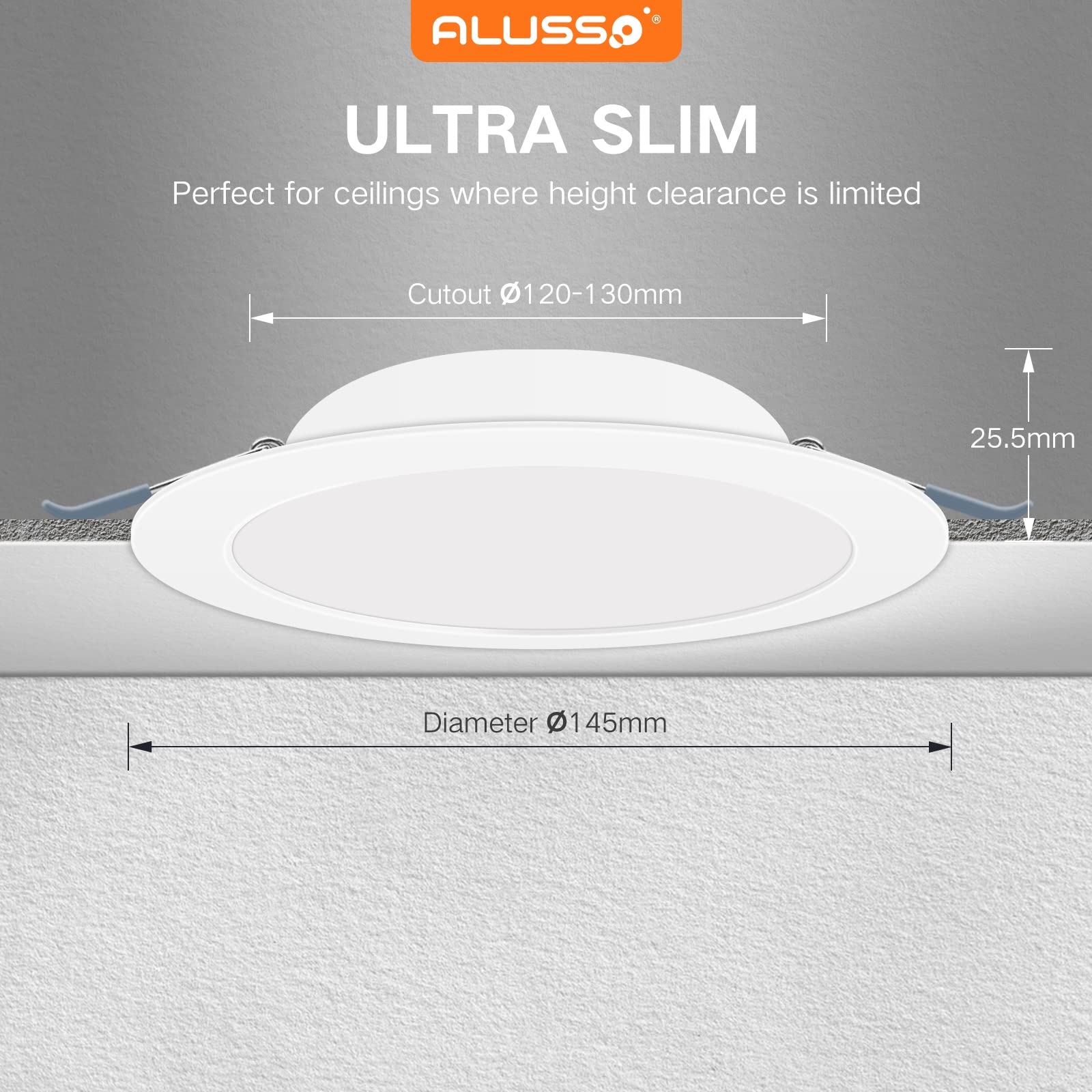 ALUSSO 9W Ultra Slim LED Downlights - 3000K Warm White IP44 (6 Pack)