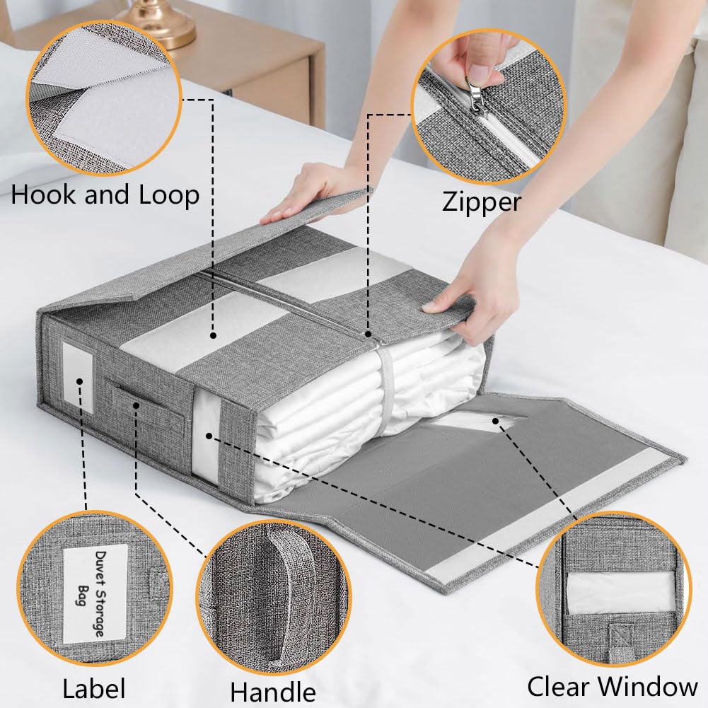 WANGIRL 6 Pack Bed Sheet Organiser – Foldable Linen Storage Box, Grey