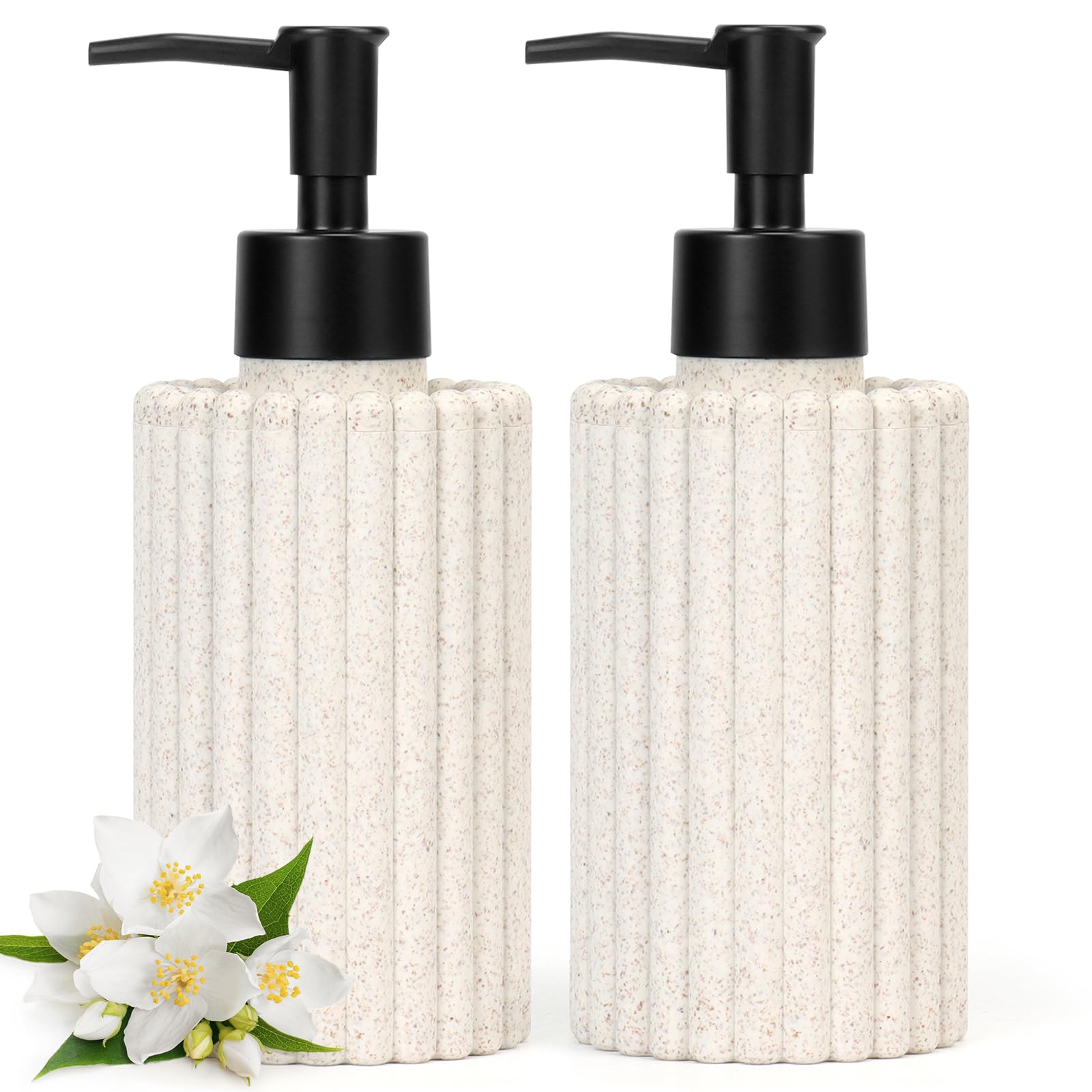 Topsky 2-Pack Soap Dispenser Set | 300ml Refillable Straw Yellow ABS