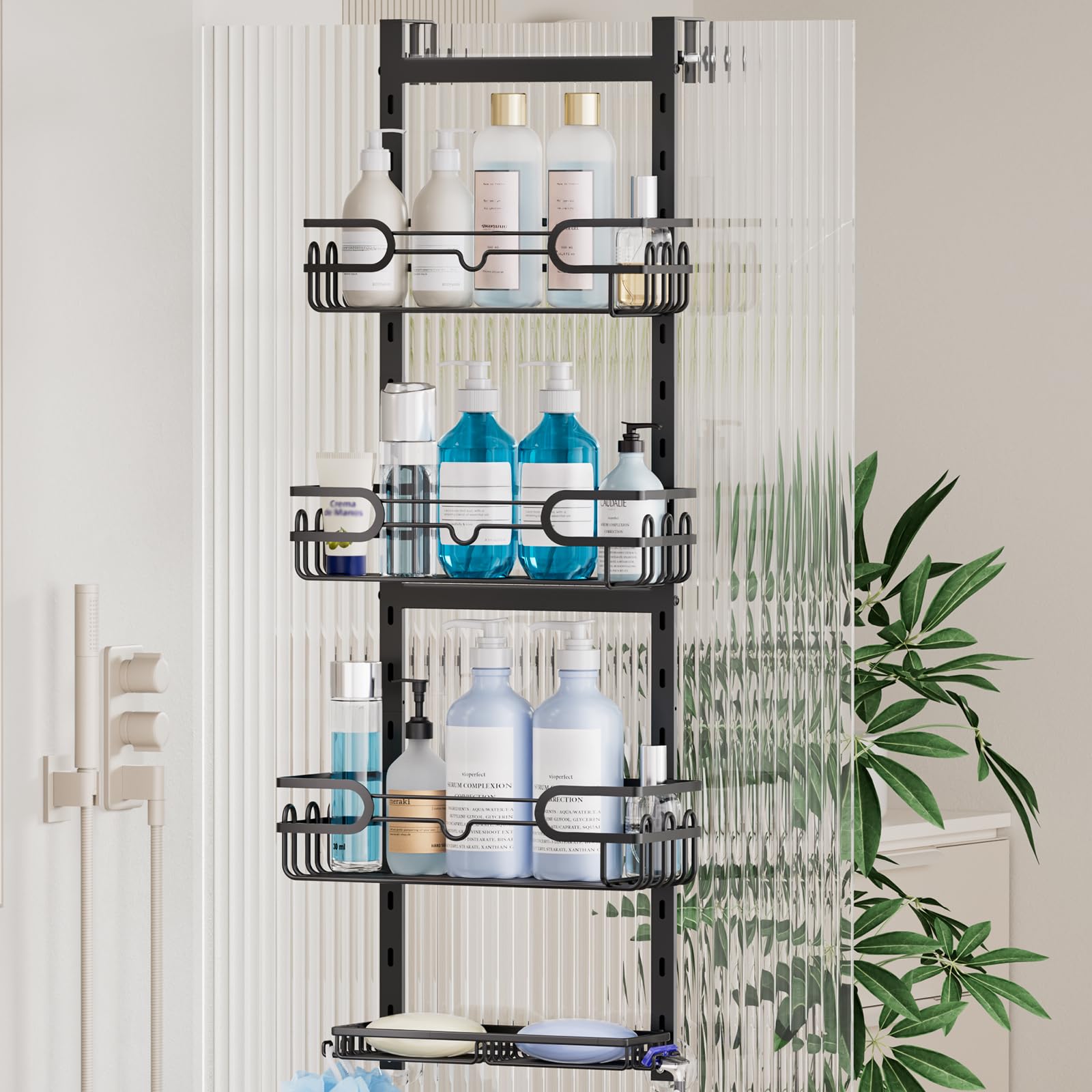 HapiRm 4-Tier Over Door Shower Caddy – Rustproof Stainless Steel Organizer