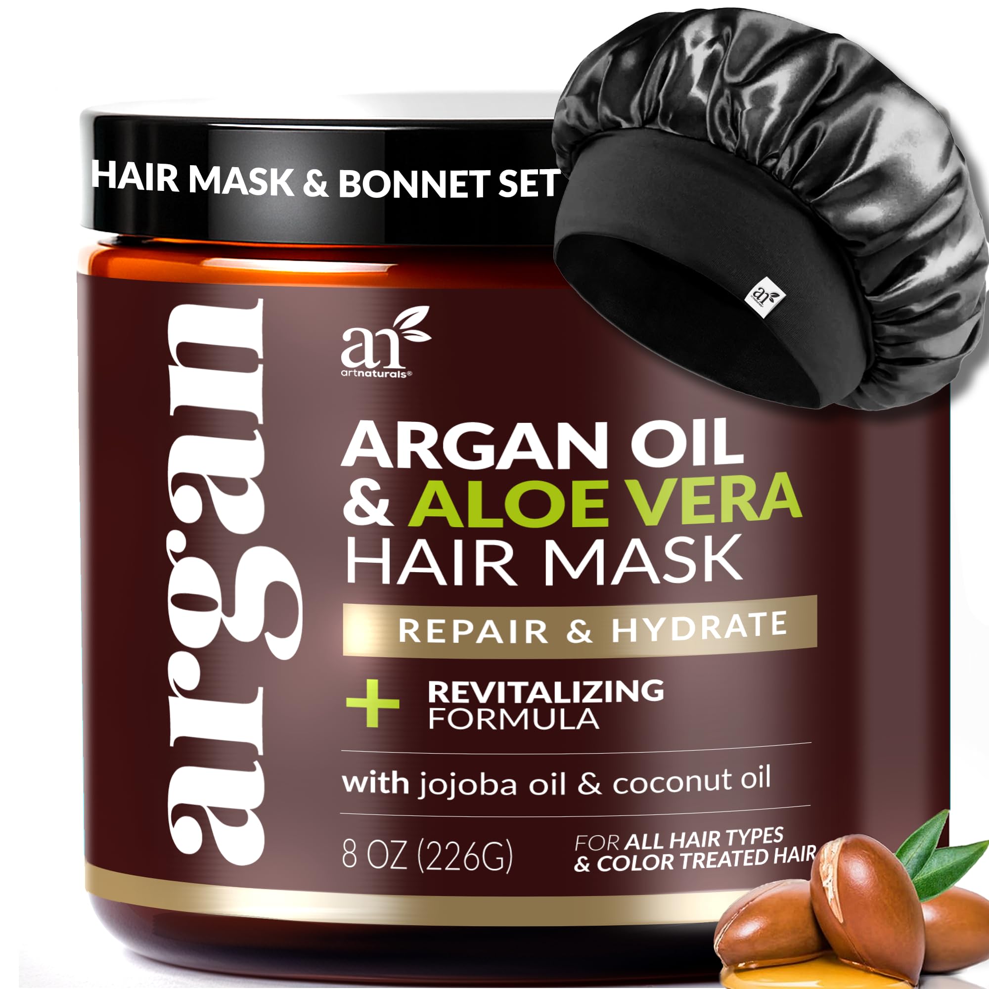 Artnaturals Argan Oil Hair Mask & Satin Bonnet Set – Deep Repair Treatment