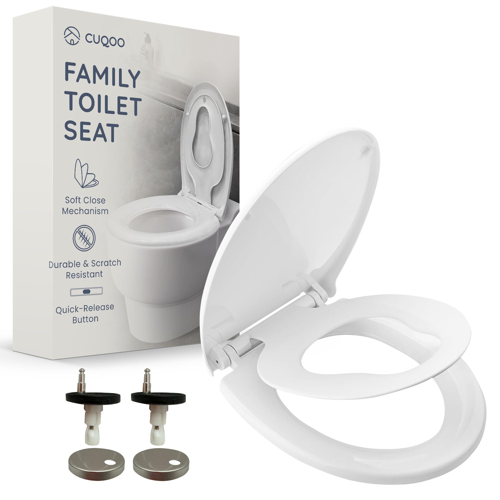 CUQOO Soft Close Toilet Seat – Heavy Duty with Quick Release Hinges