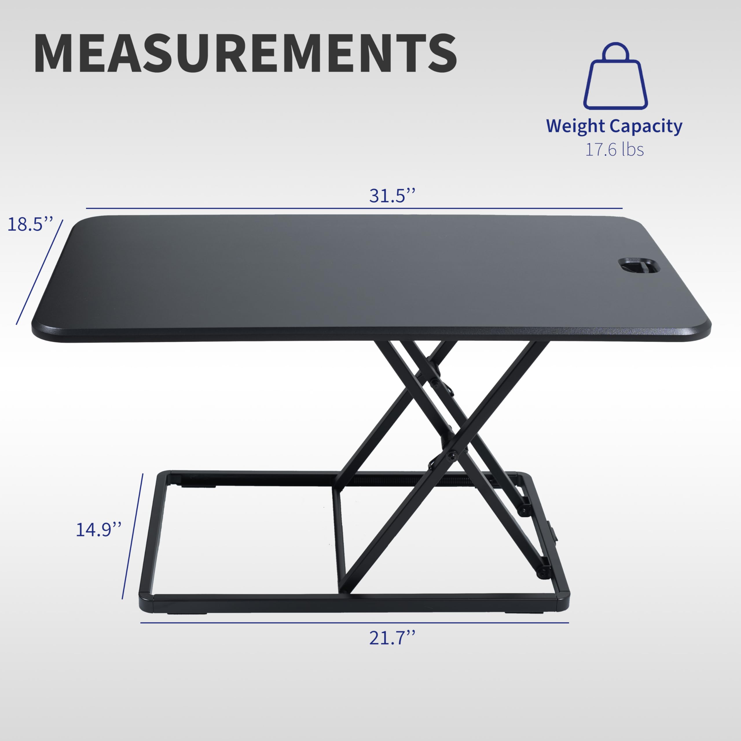 VIVO 81cm Standing Desk Riser | Ultra-Slim Height Adjustable Converter