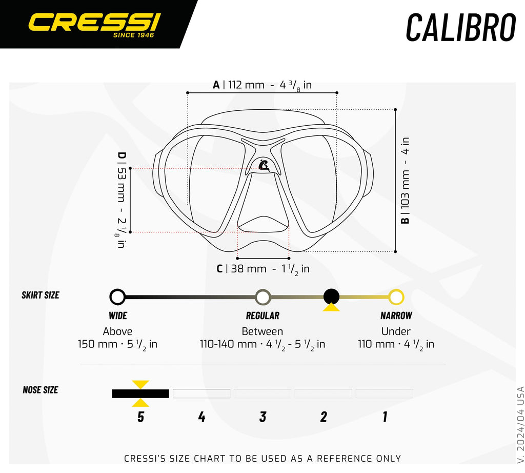 Cressi Calibro Anti-Fog Diving Mask | Low Volume Freediving Gear - Black