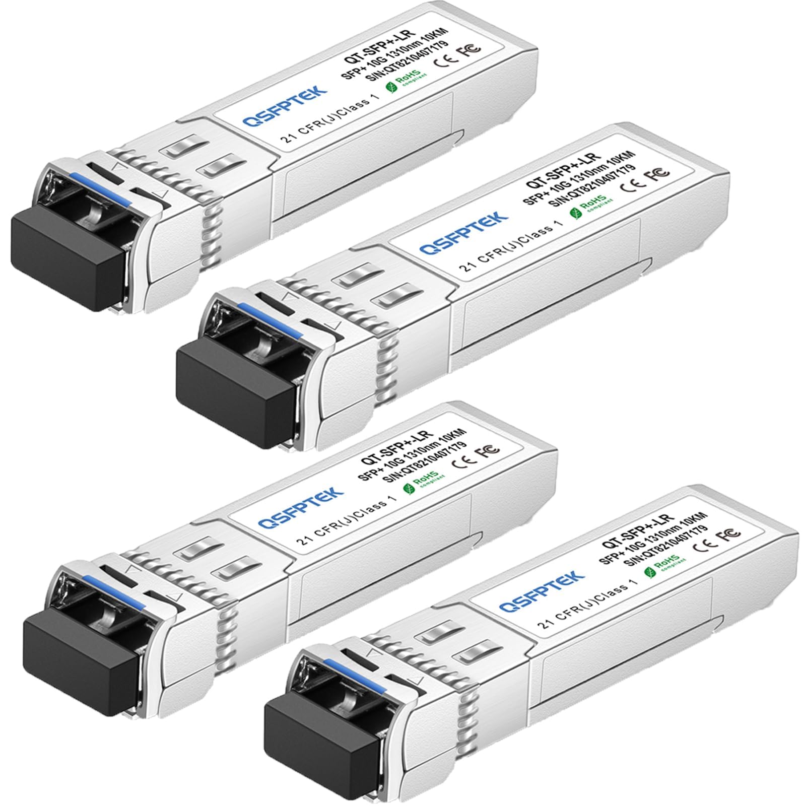 QSFPTEK 10G-LR SFP+ Transceiver Module - 10km 1310nm LC (4-Pack)