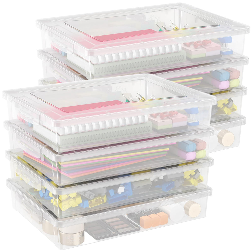 Lifewit 8 Pack A4 Paper Storage Box | Clear Stackable Plastic Containers