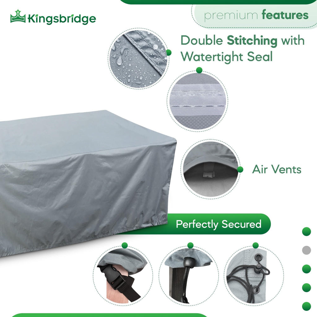Kingsbridge Rectangular Garden Furniture Cover | 600D Heavy Duty Grey