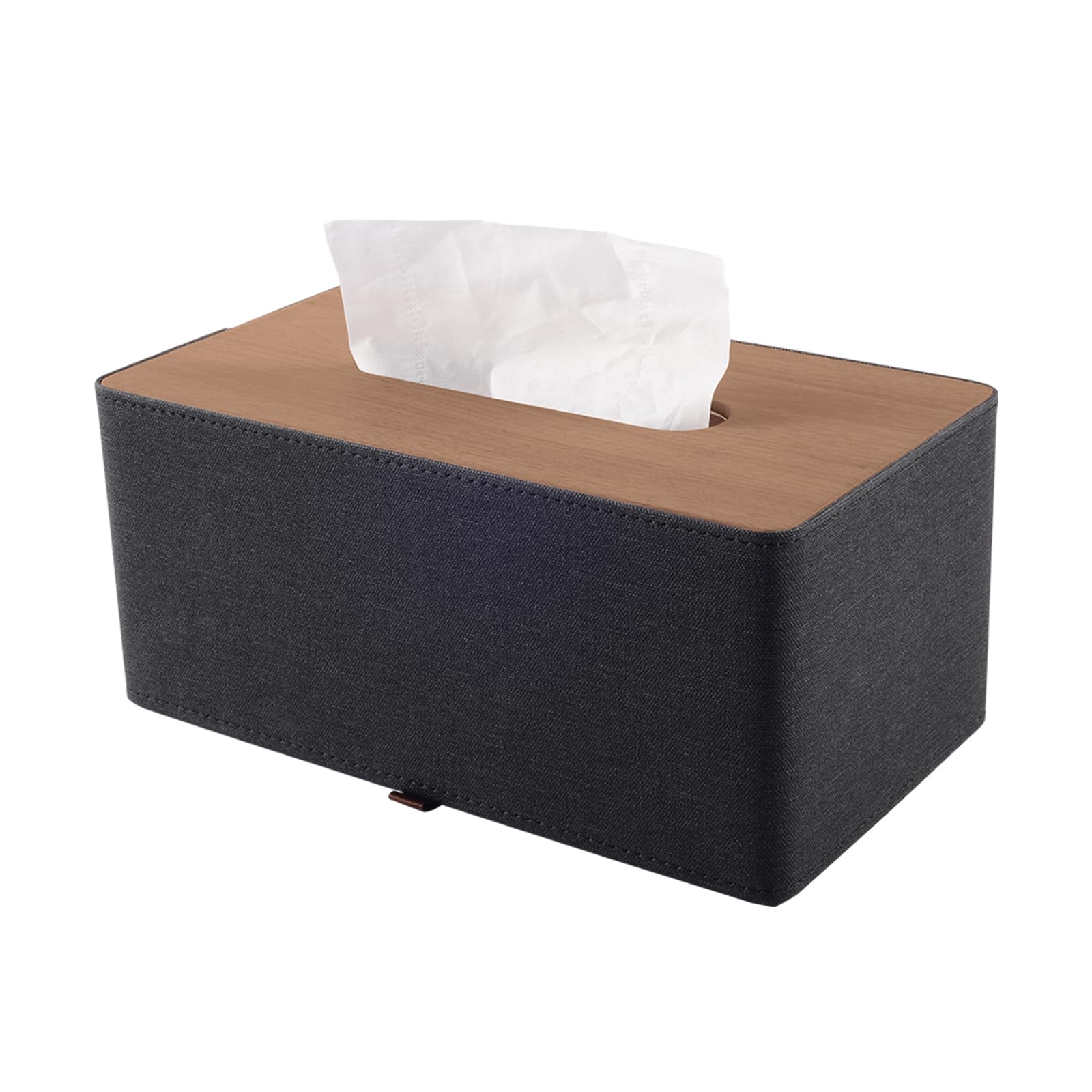 XNONE PU Leather Tissue Box Cover – Rectangular Napkin Holder, Black